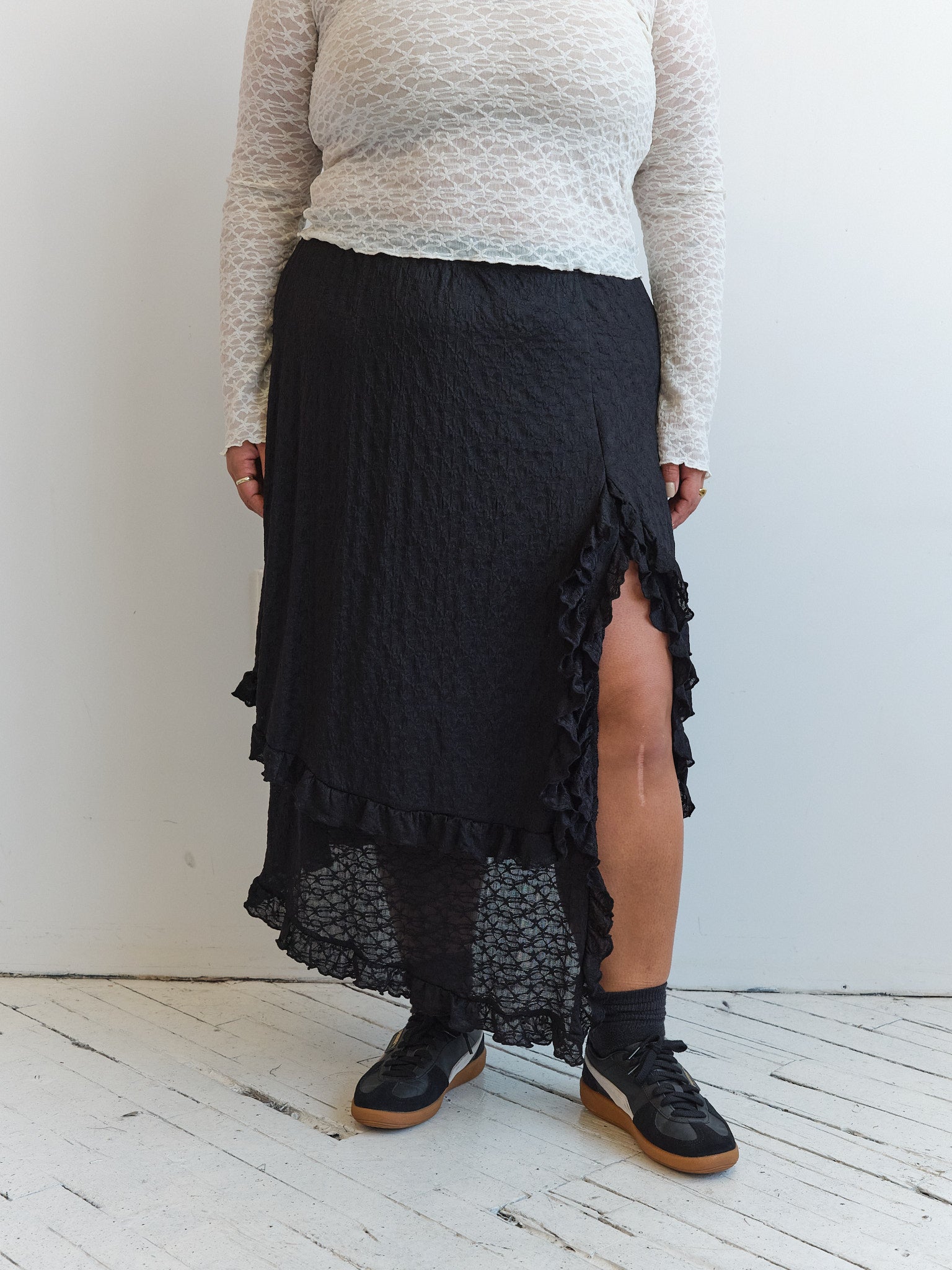 NLT - Black Lace Long Skirt (1X-3X)