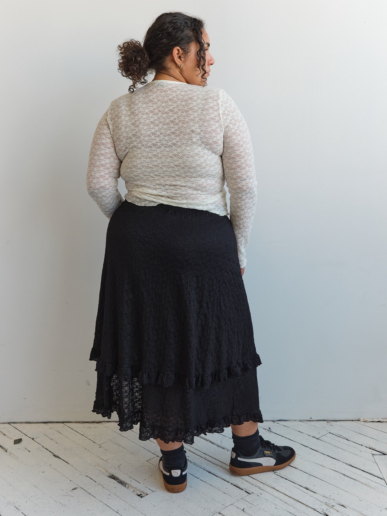 NLT - Black Lace Long Skirt (1X-3X)