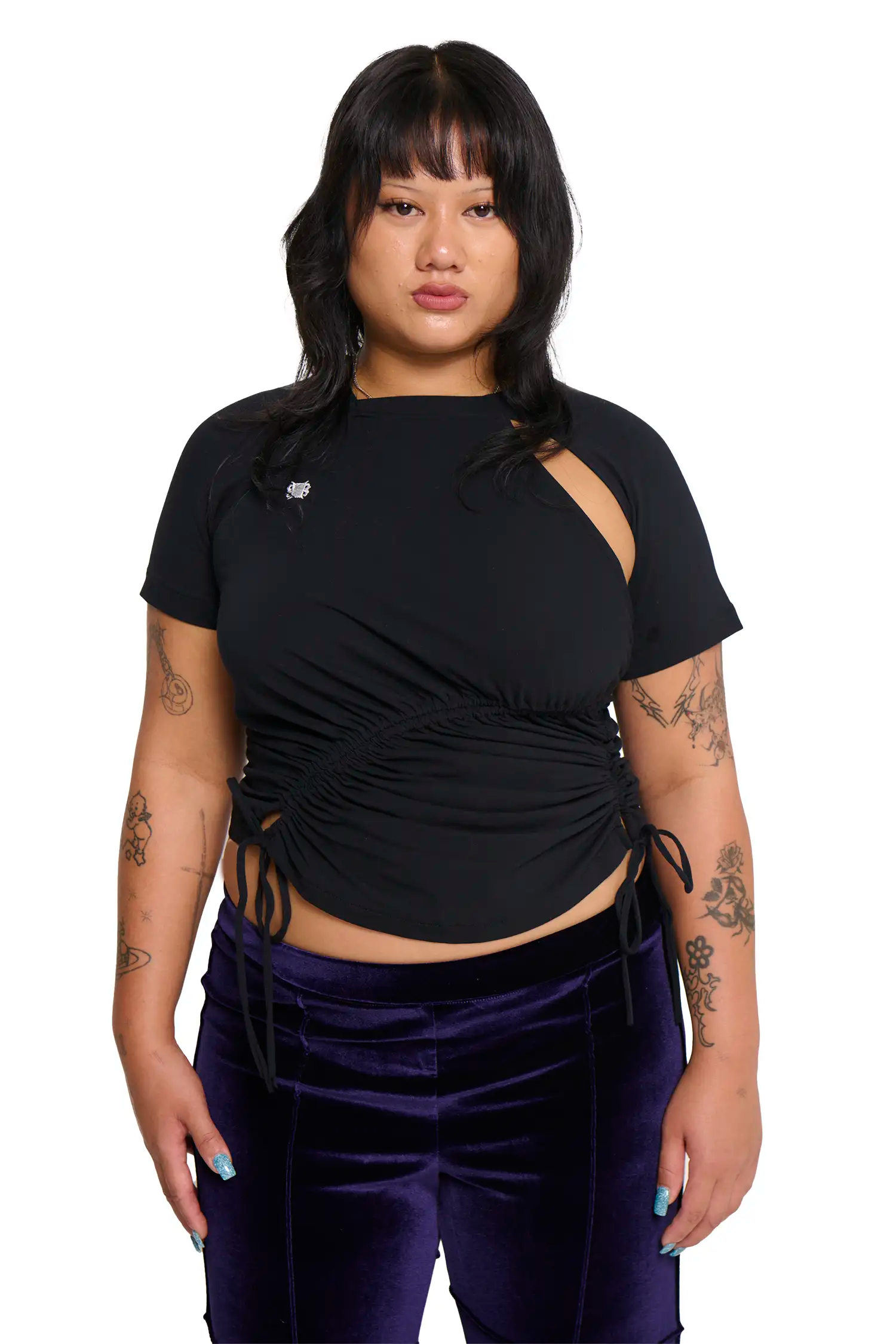 Karla Laidlaw - Ruched Short Sleeve - Black (XL-3X)