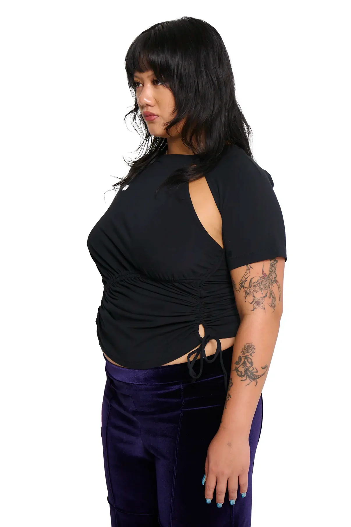 Karla Laidlaw - Ruched Short Sleeve - Black (XL-3X)