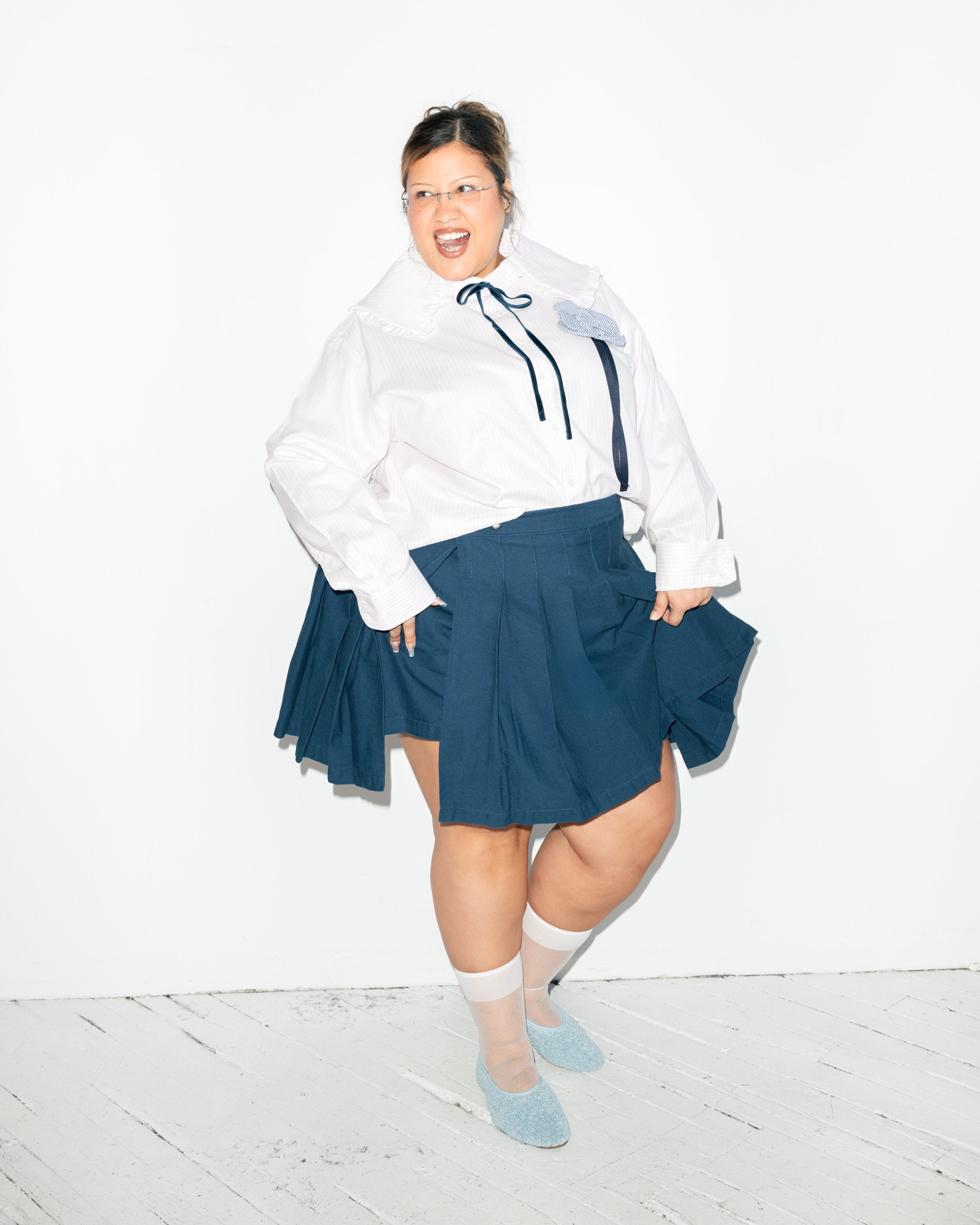 Noble - Navy Pleated Skort (XL-3X)