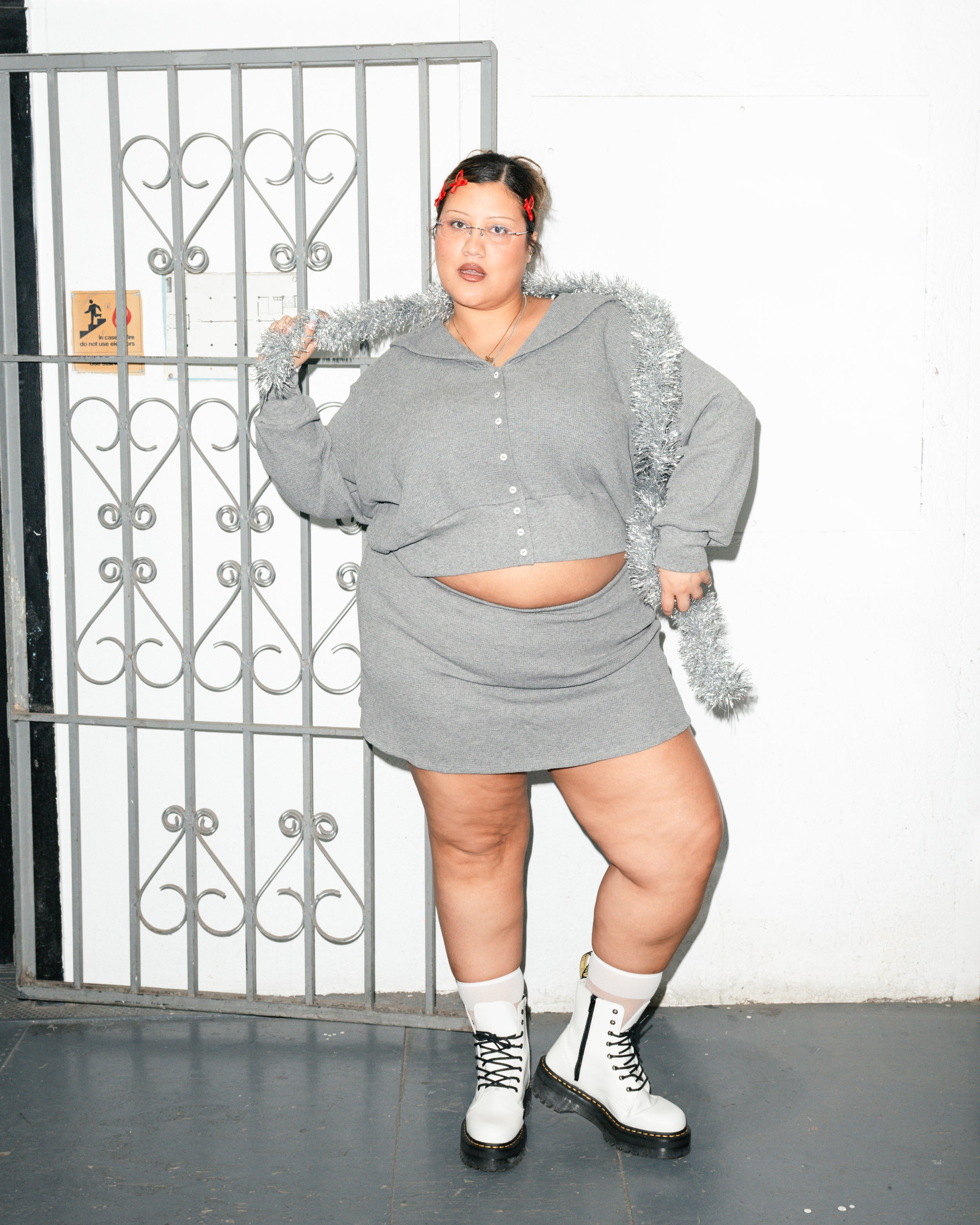 Noble - Heather Gray Waffle Skort (1X-3X)