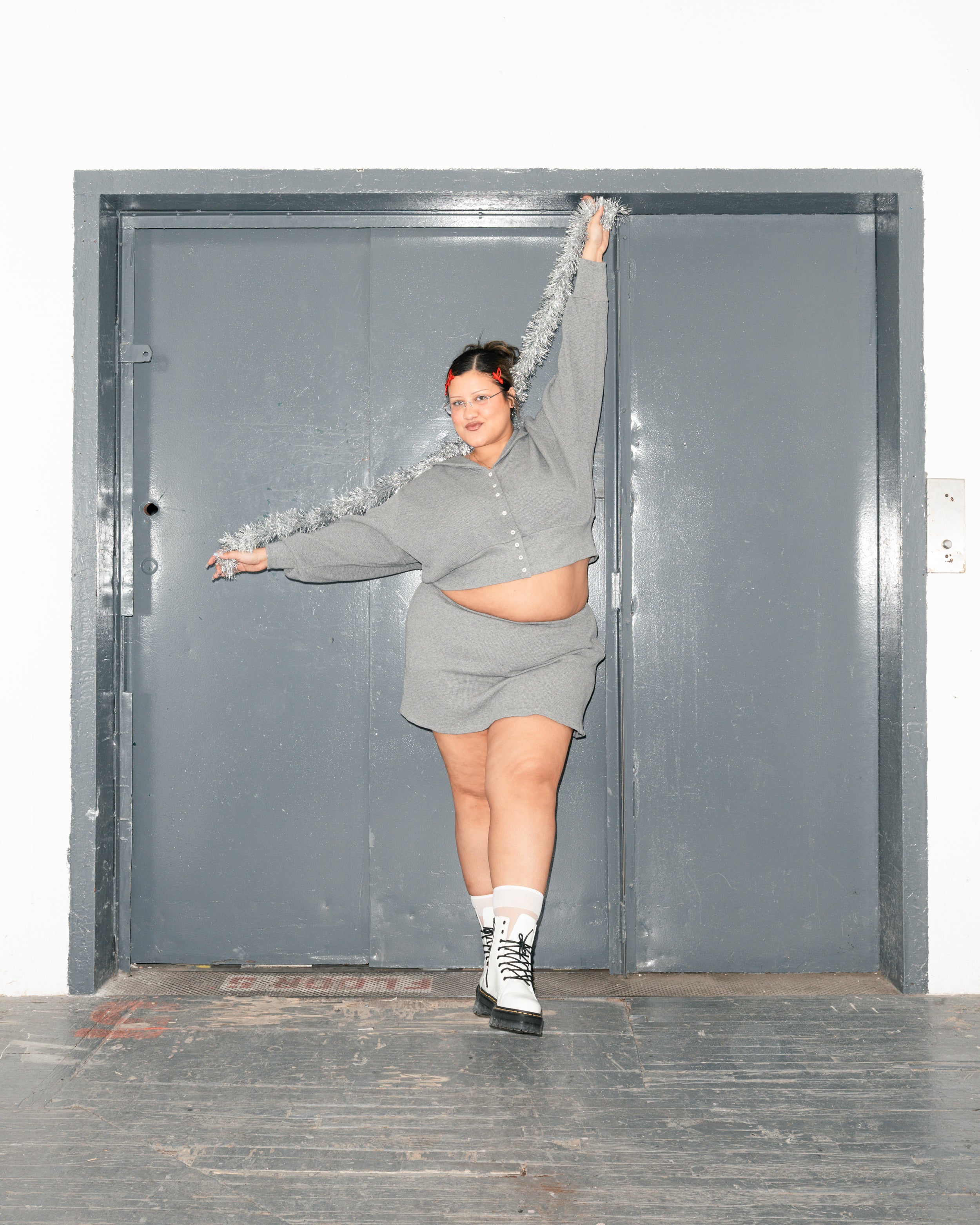 Noble - Heather Gray Waffle Skort (1X-3X)