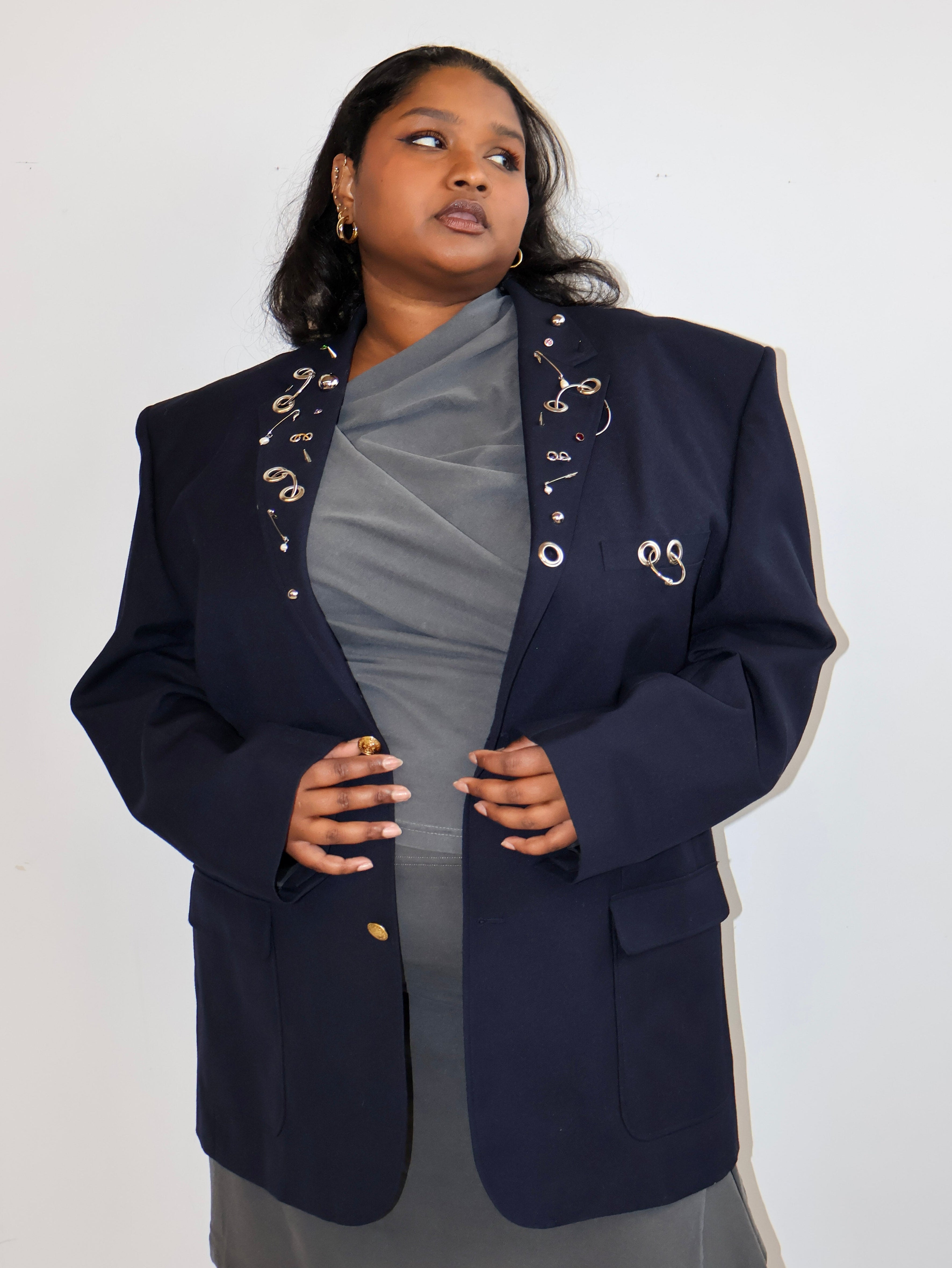 Shop Journal x BRZ - Navy Embellished Blazer (2X)