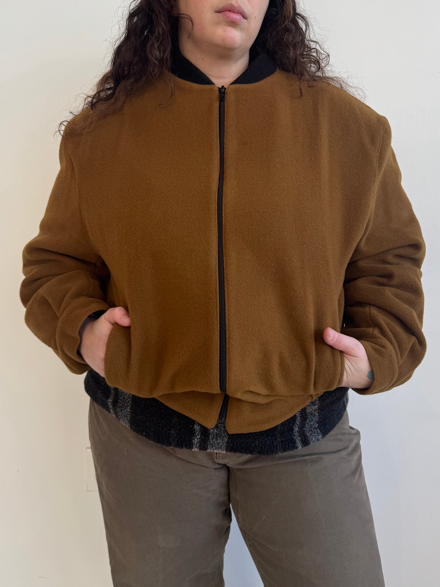 Vintage - Brown Bomber Jacket (2X)