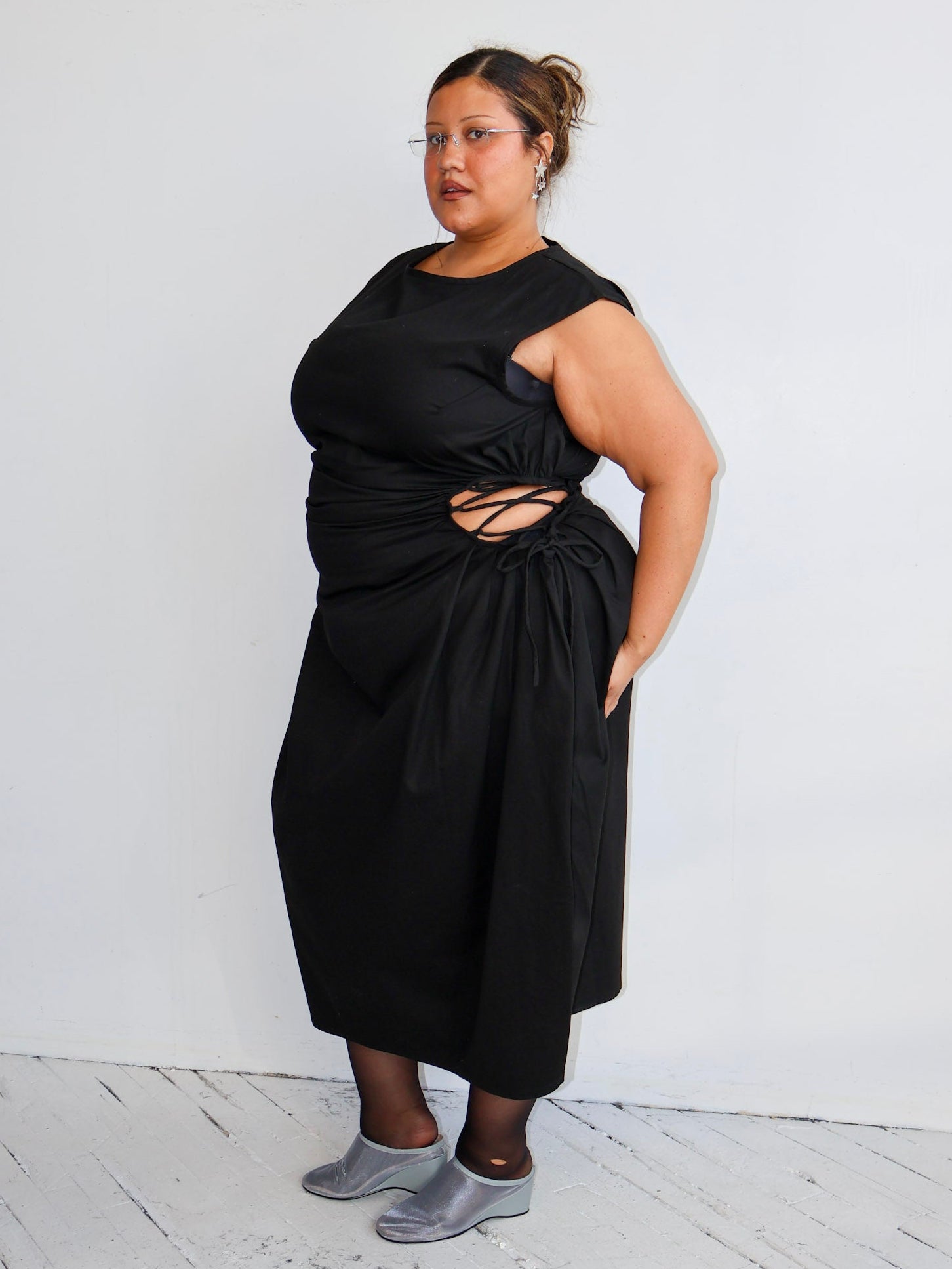 NBNW x BRZ - BLOCKO LINE CUT OUT DRESS (BLACK)