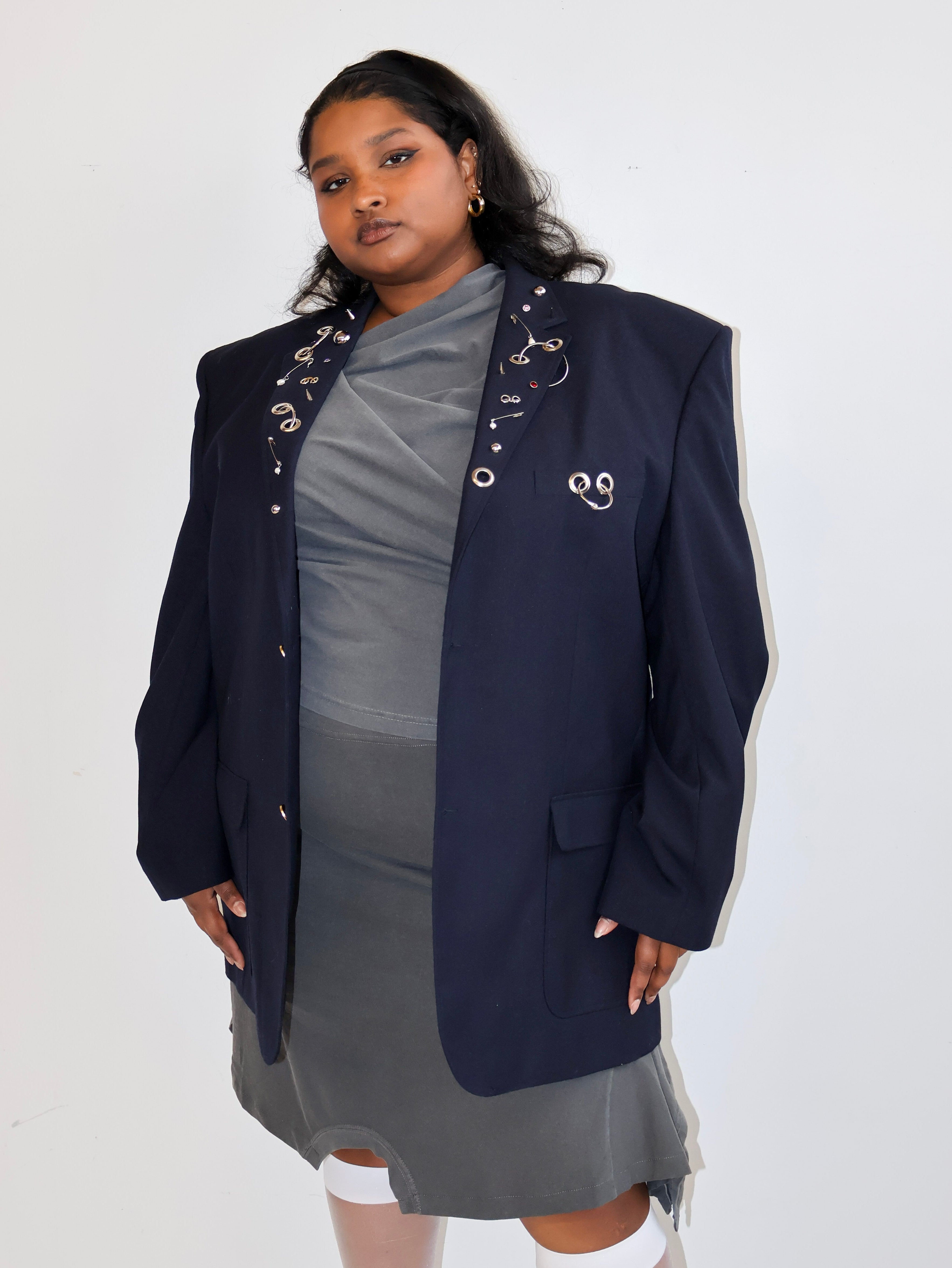 Shop Journal x BRZ - Navy Embellished Blazer (2X)