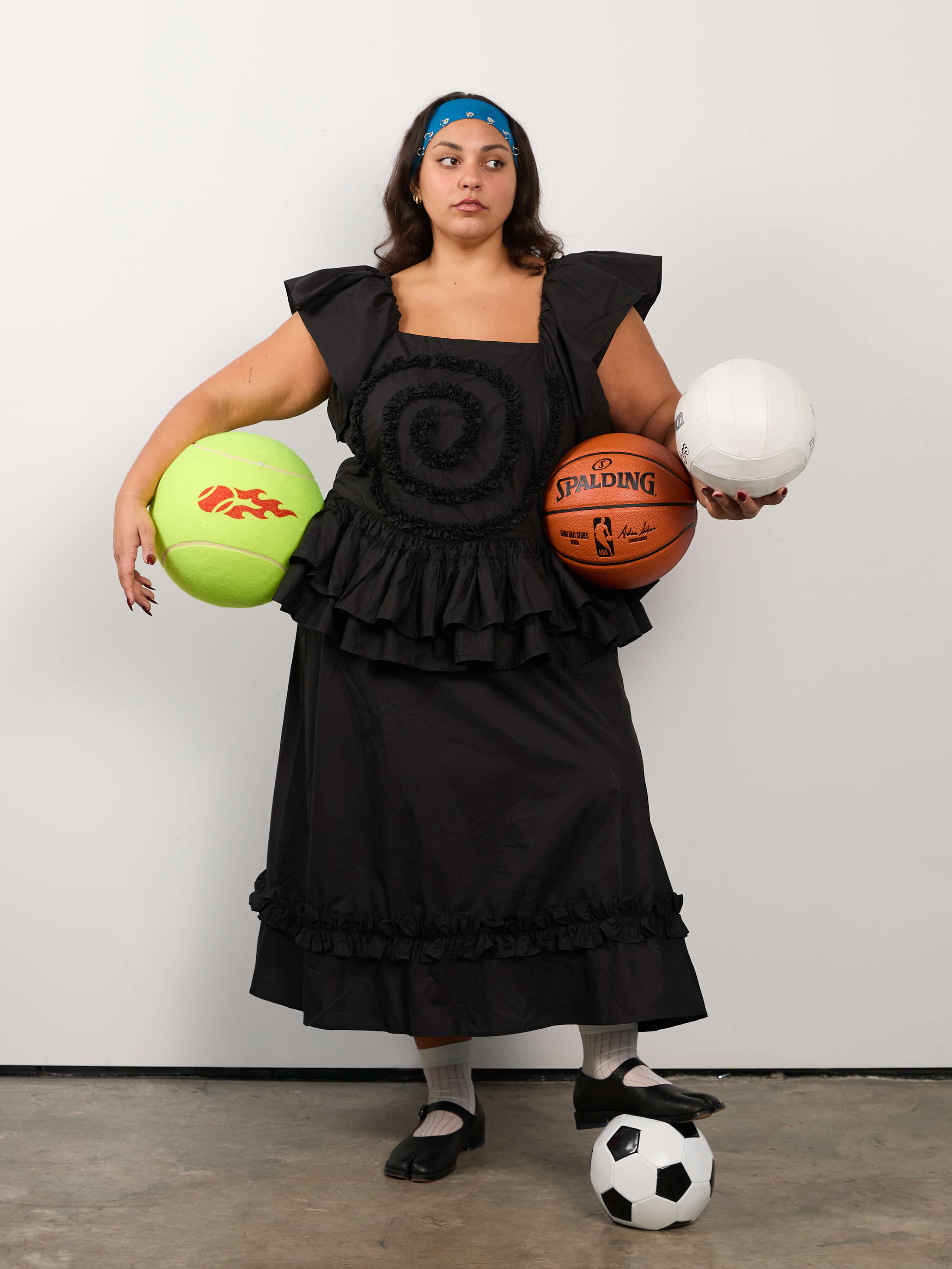 KKCo x BRZ - Spiral Ruffle Dress in Onyx