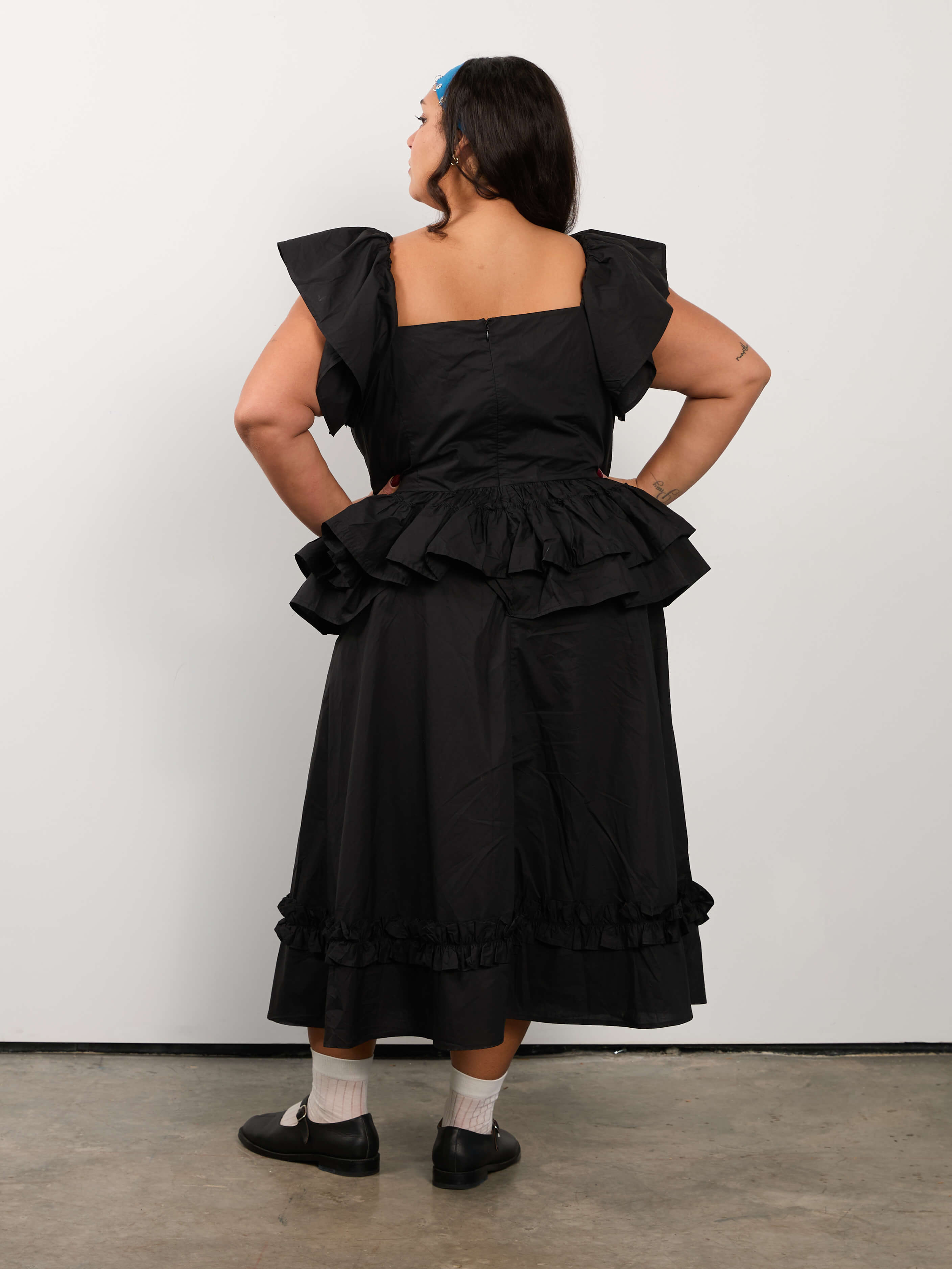 KKCo x BRZ - Spiral Ruffle Dress in Onyx