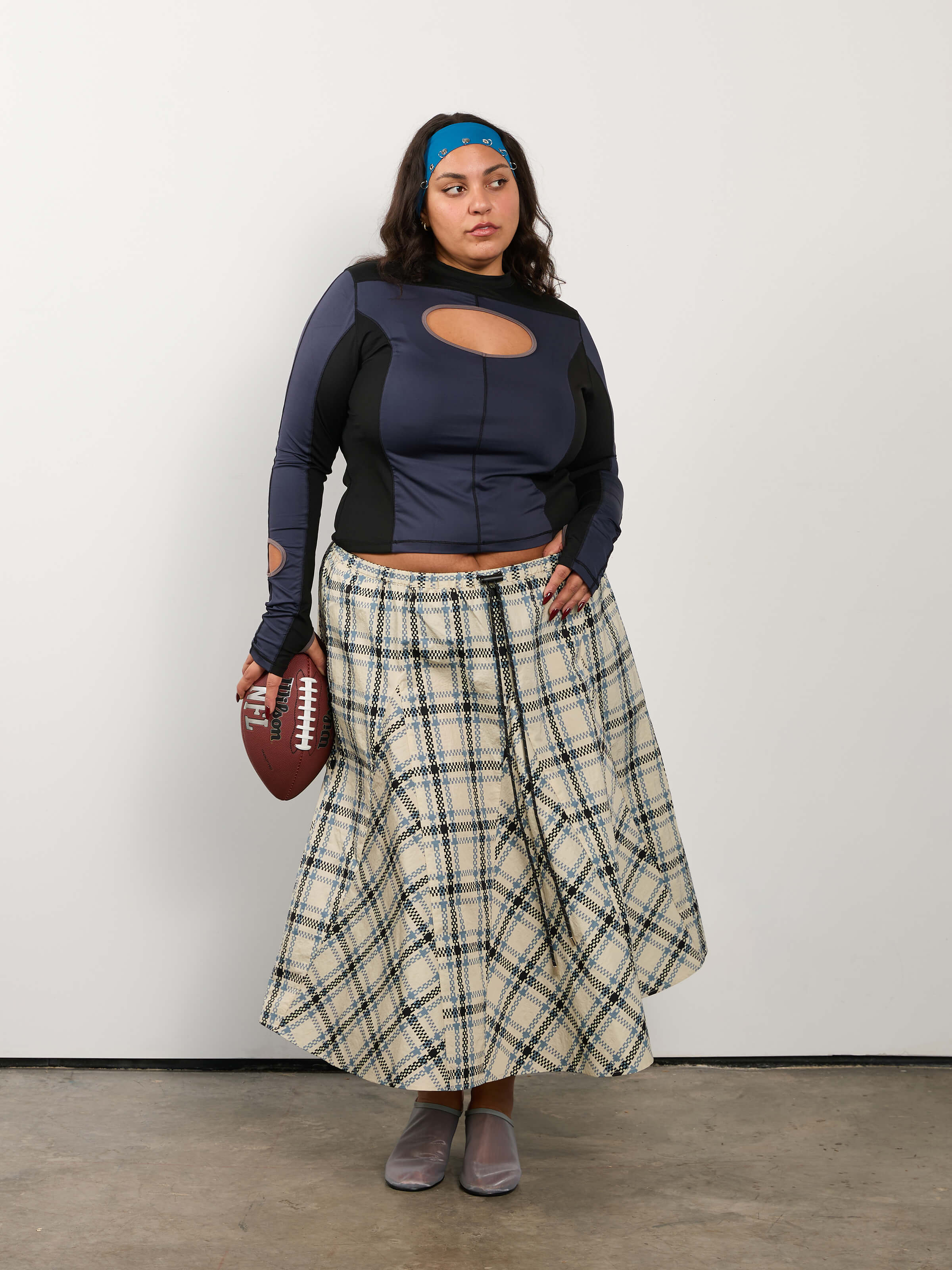 KKCo x BRZ - Plaid Peak Skirt in Ecru Plaid