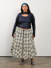 KKCo x BRZ - Plaid Peak Skirt in Ecru Plaid