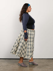 KKCo x BRZ - Plaid Peak Skirt in Ecru Plaid