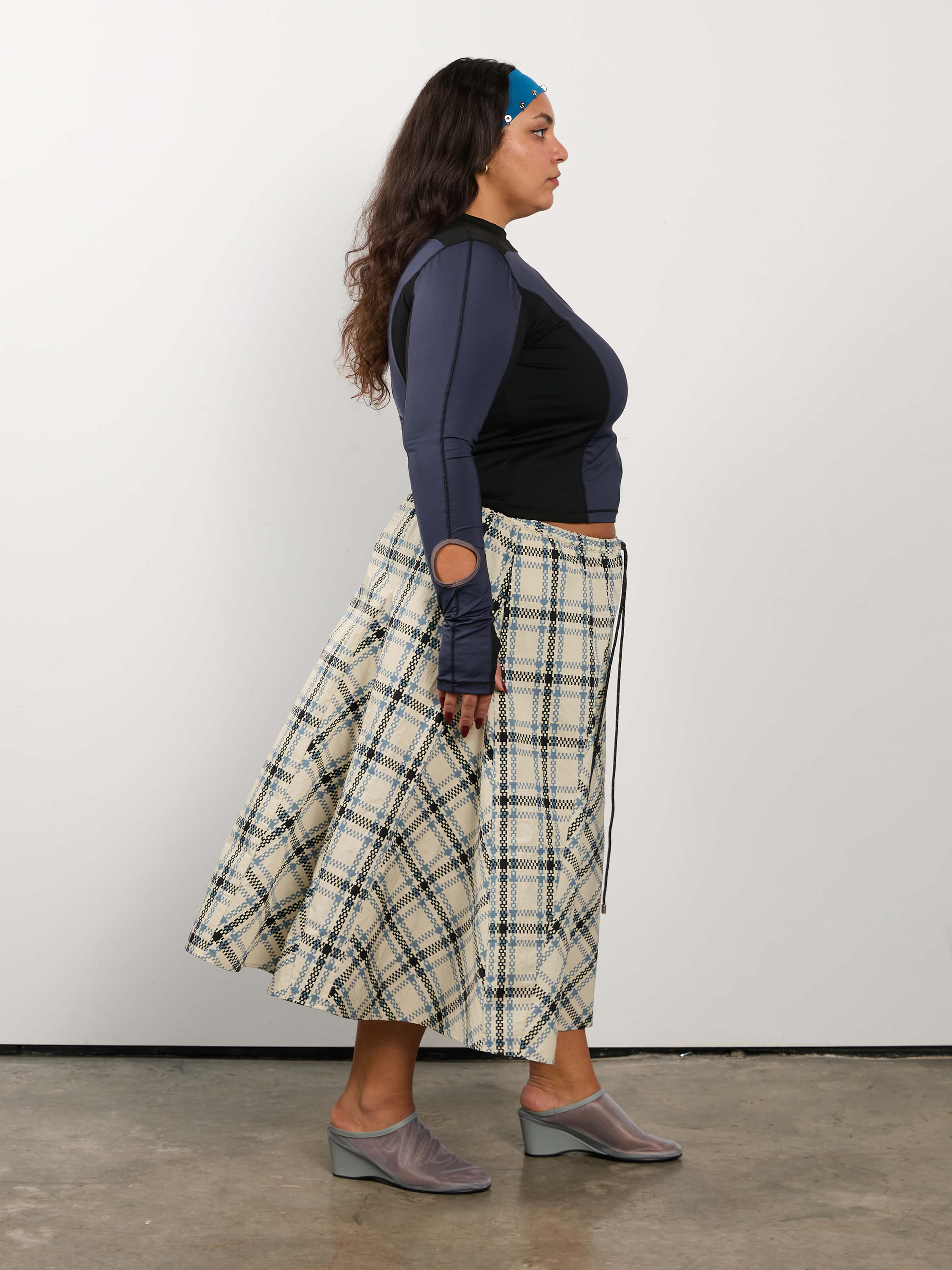 KKCo x BRZ - Plaid Peak Skirt in Ecru Plaid