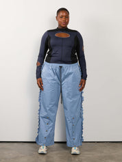 KKCo x BRZ - Ruffle Split Track Pant in Lake