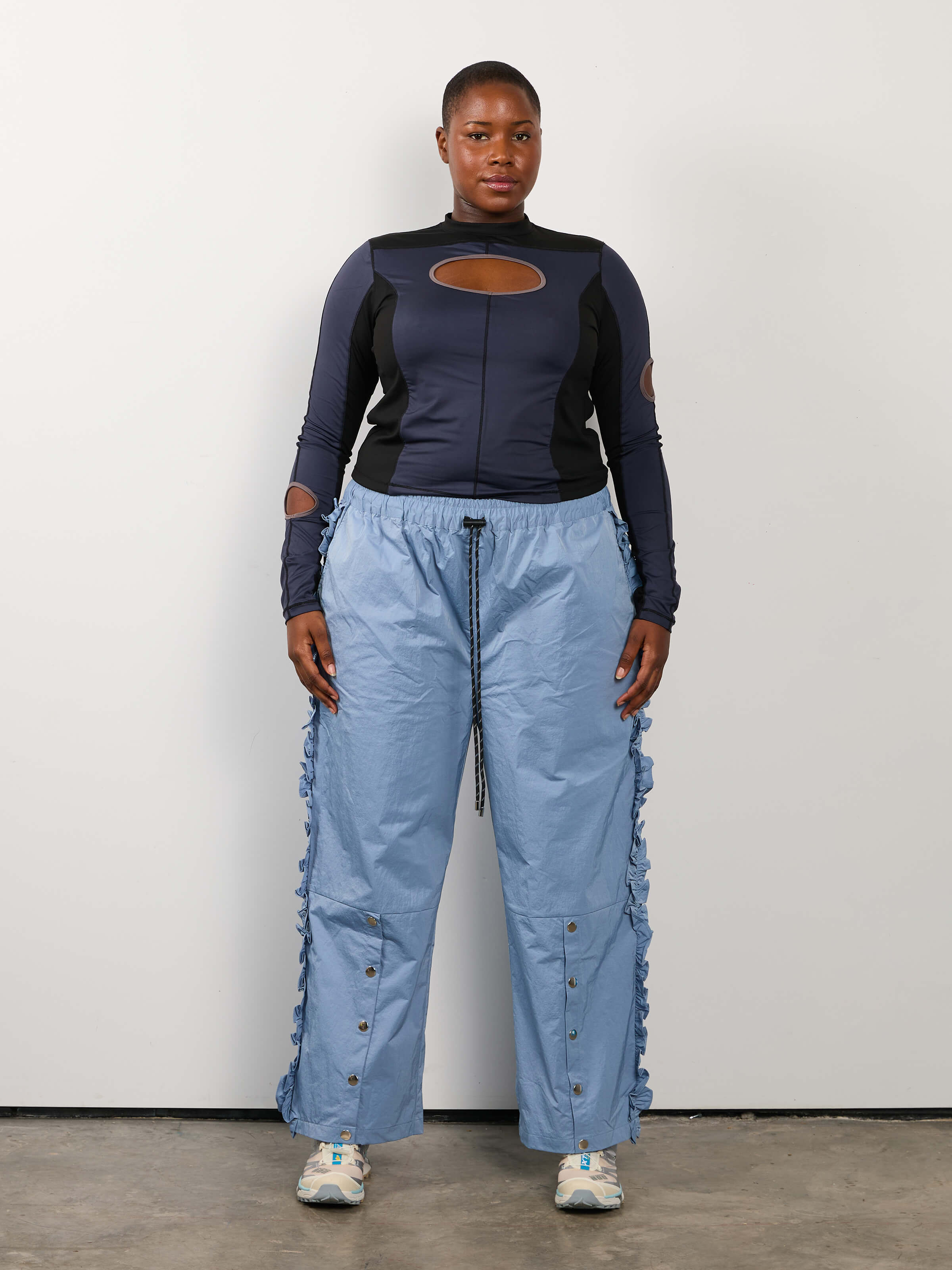 KKCo x BRZ - Ruffle Split Track Pant in Lake