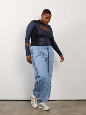 KKCo x BRZ - Ruffle Split Track Pant in Lake