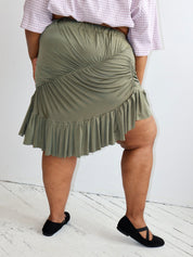 HADIYAH HUSSAIN - Ruched Skirt in Olive