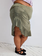 HADIYAH HUSSAIN - Ruched Skirt in Olive