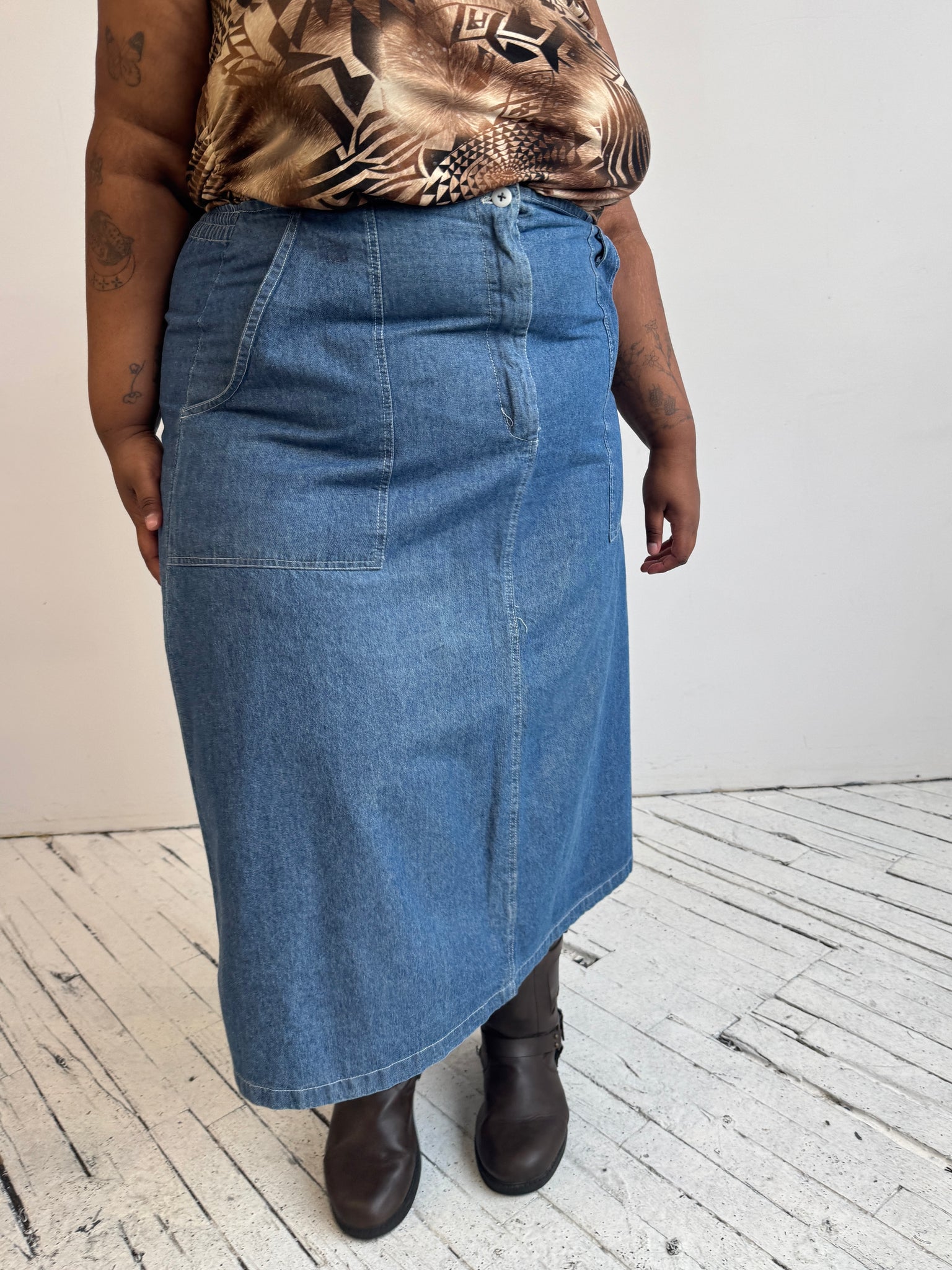 Vintage - Denim Maxi Skirt (2X/3X)