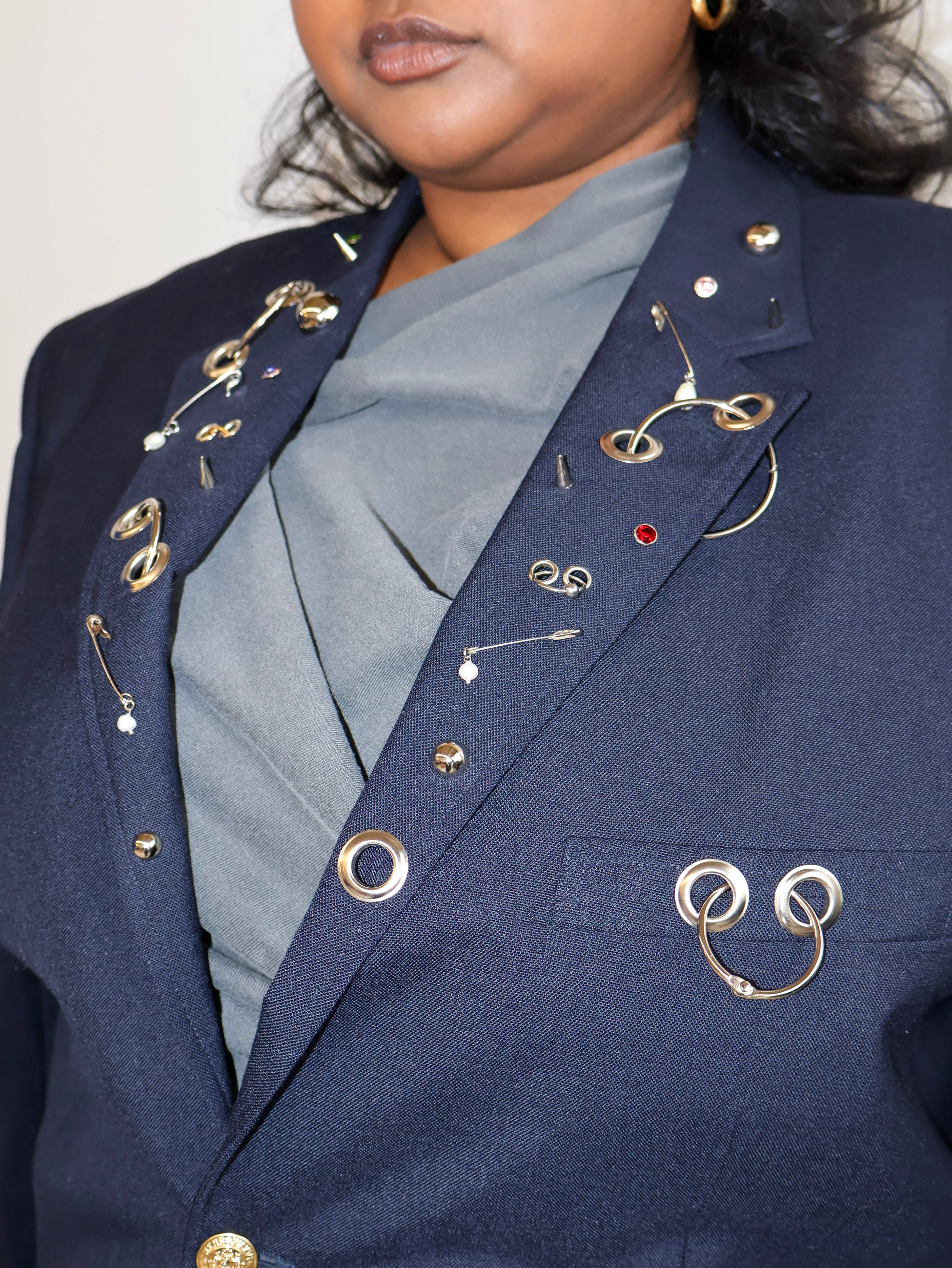Shop Journal x BRZ - Navy Embellished Blazer (2X)