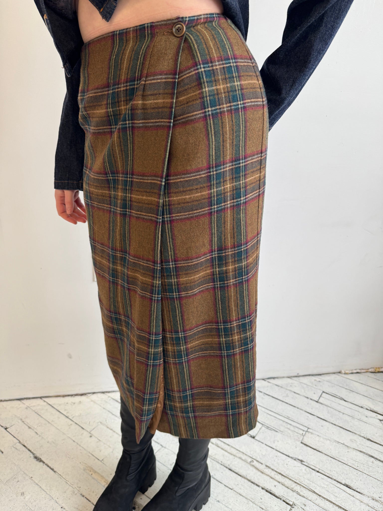 Vintage - Plaid Wrap Skirt (L)