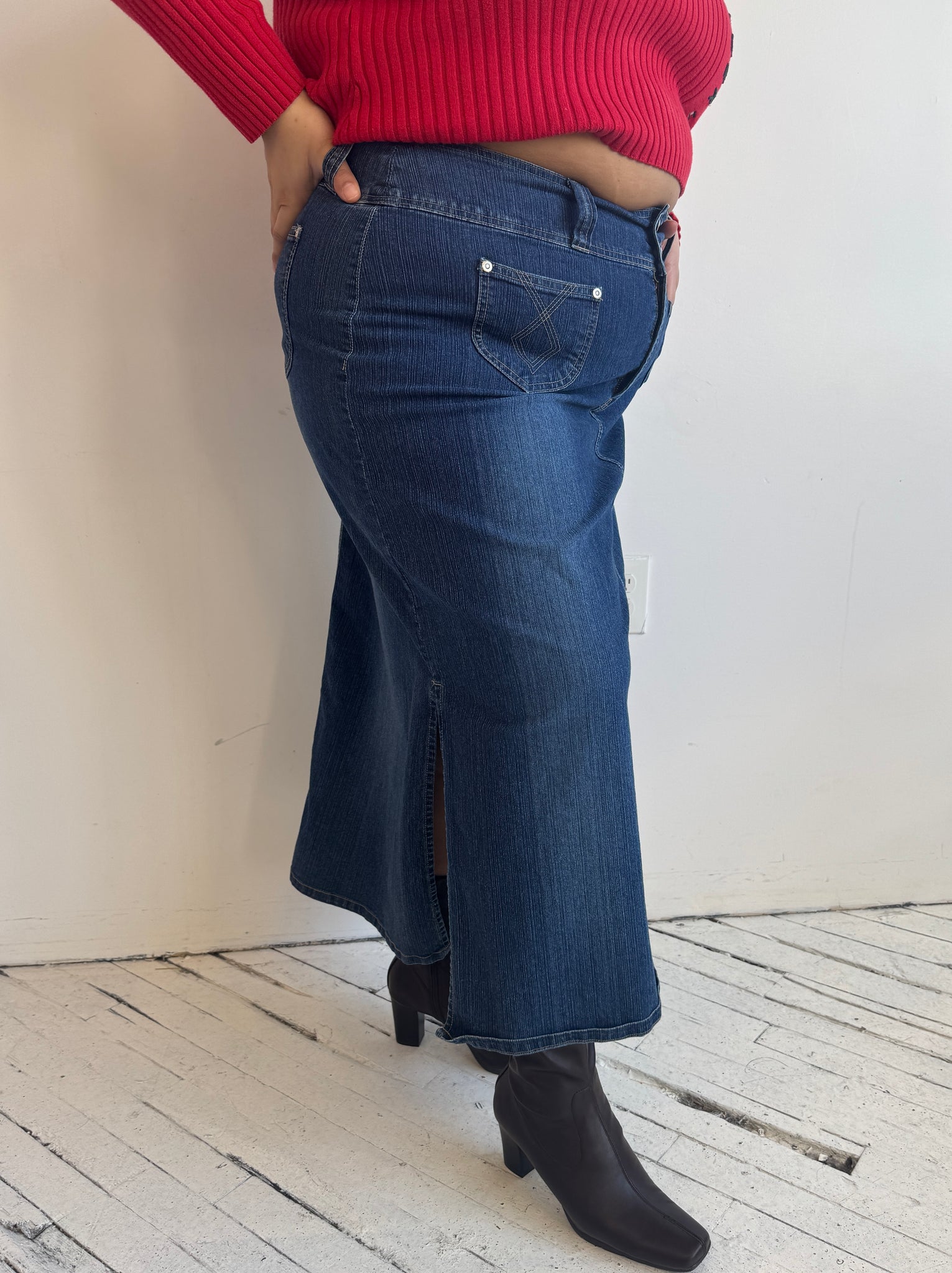 Vintage - Denim Maxi Skirt (2X)