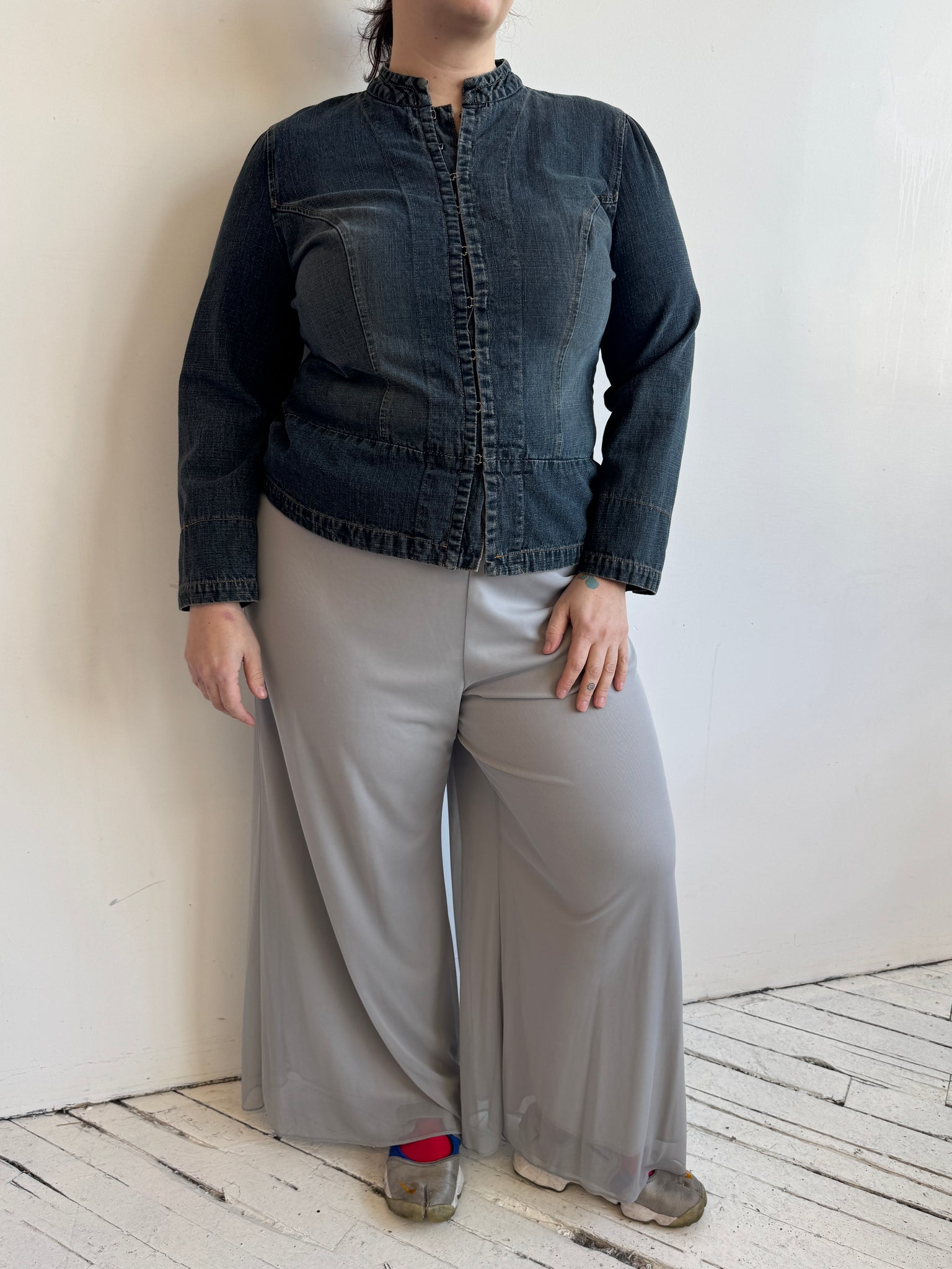 Vintage - Gray Mesh Flowy Pants (XL-2X)