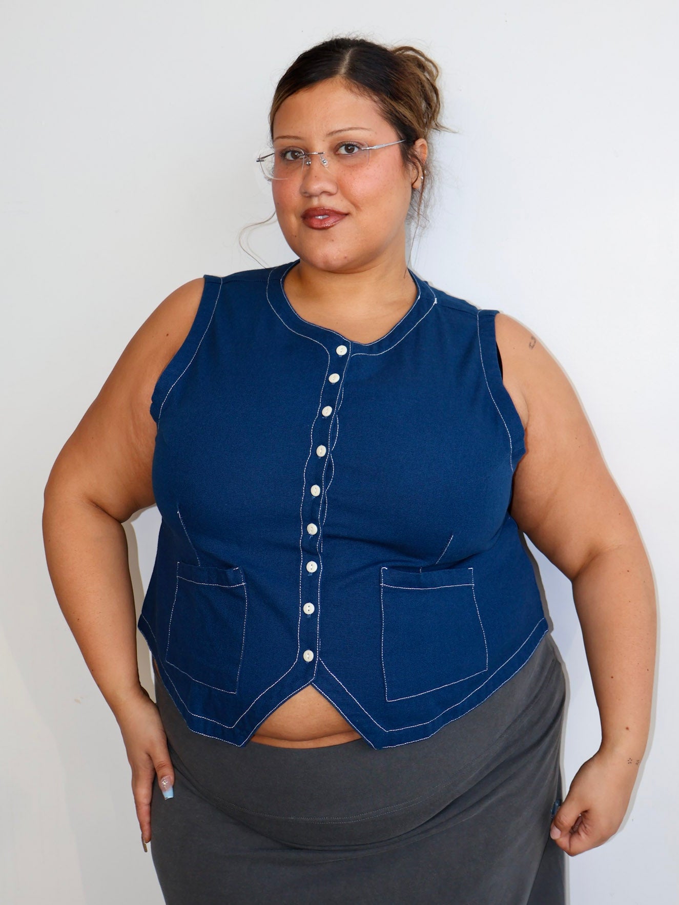 Noble - Navy Flared Vest (XL-3X)