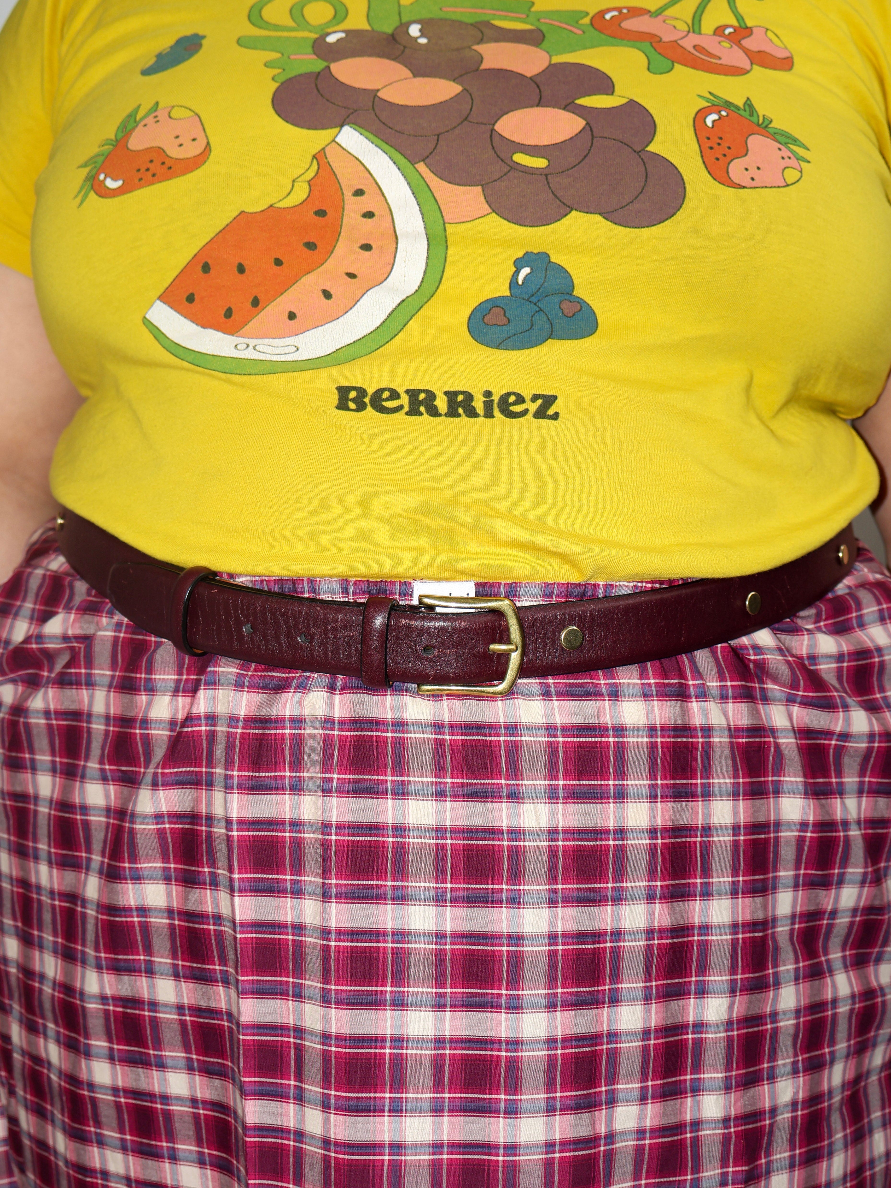 Lazy Sundays Home - Plum Leather Belt with Studs (52-54")