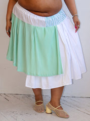 makmak - Green Striped Ruffle Skirt (1X - 5X)