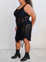 Greta Garmel - Black Mesh Ruffle Dress