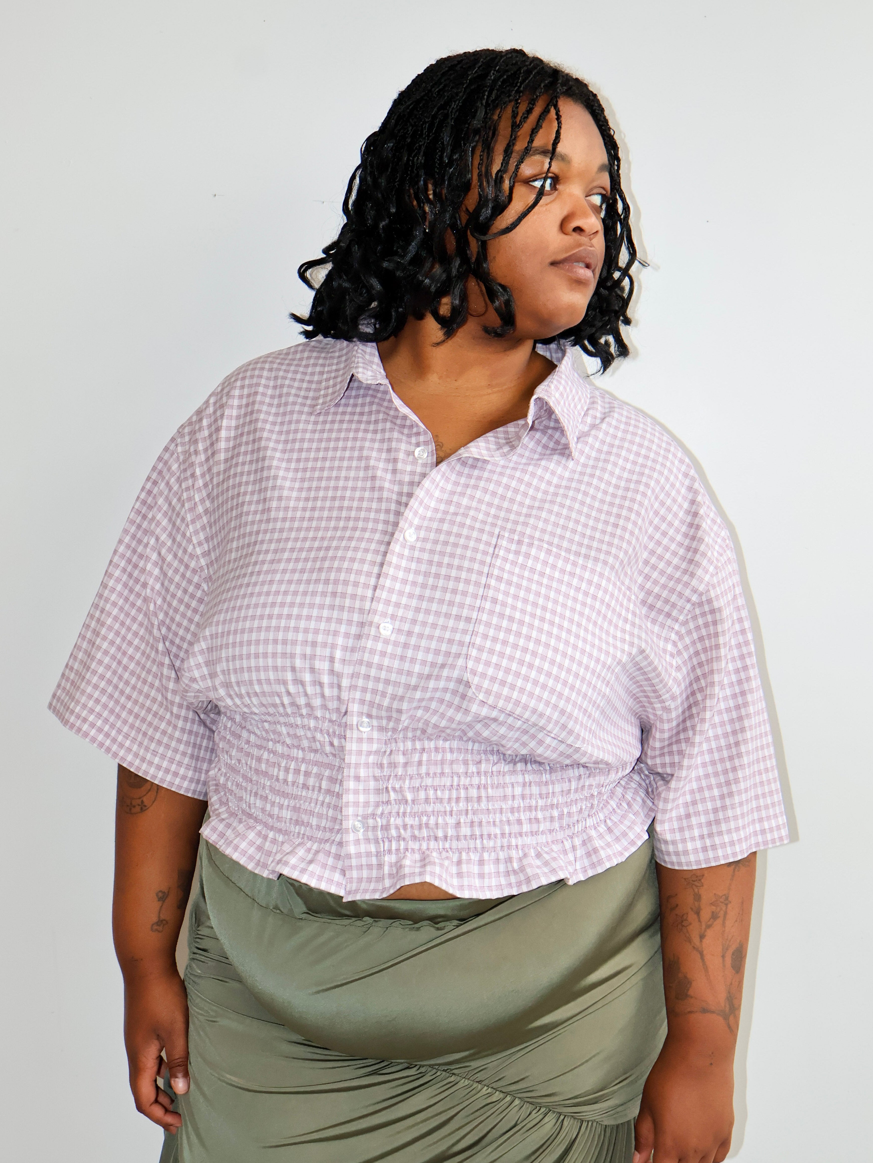 LAHMICHELLA x BRZ - Marielle Short Sleeve Top in Plaid (3X/4X)