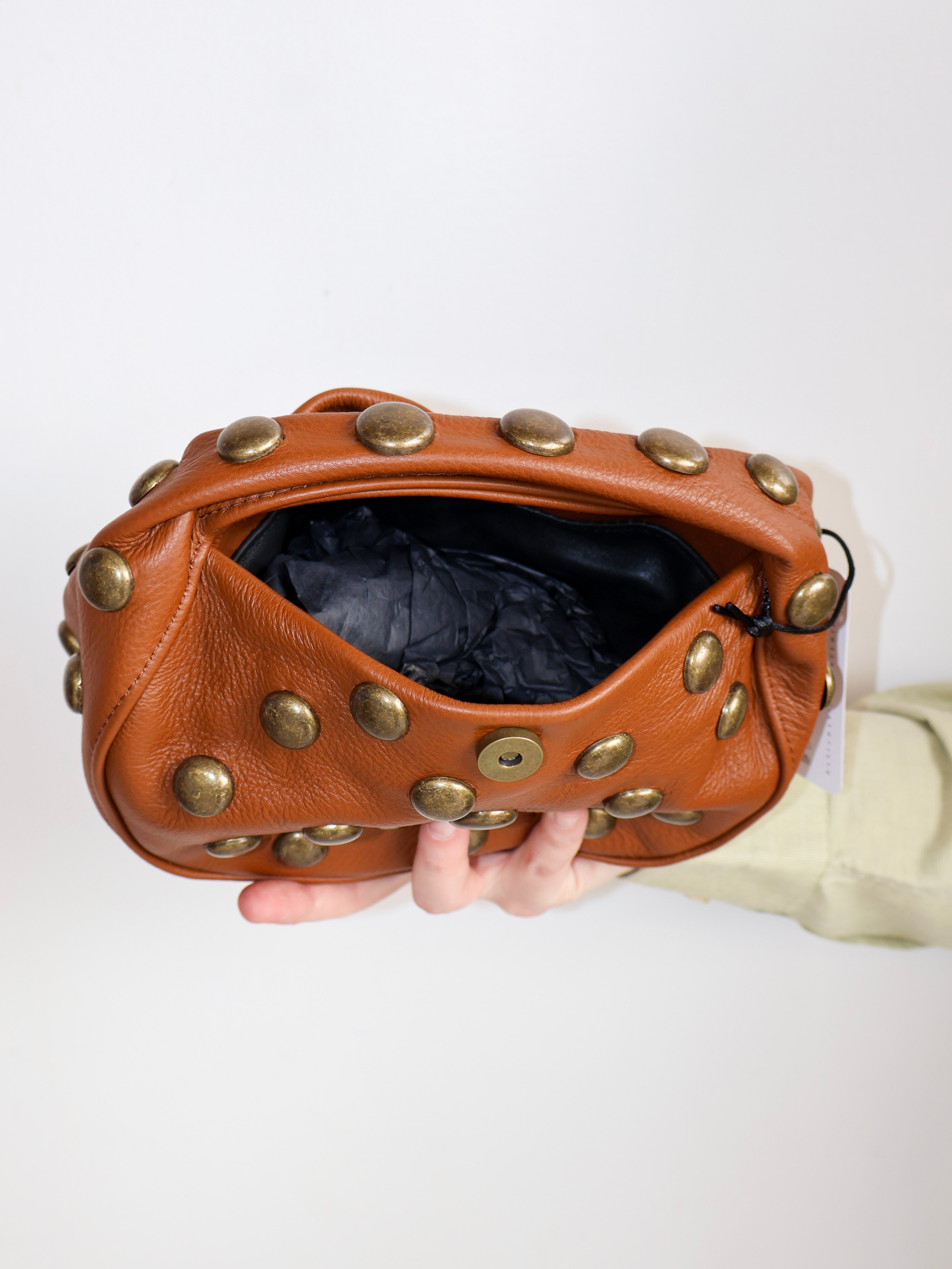 Dani Feris - Brown Brass Stud Bag