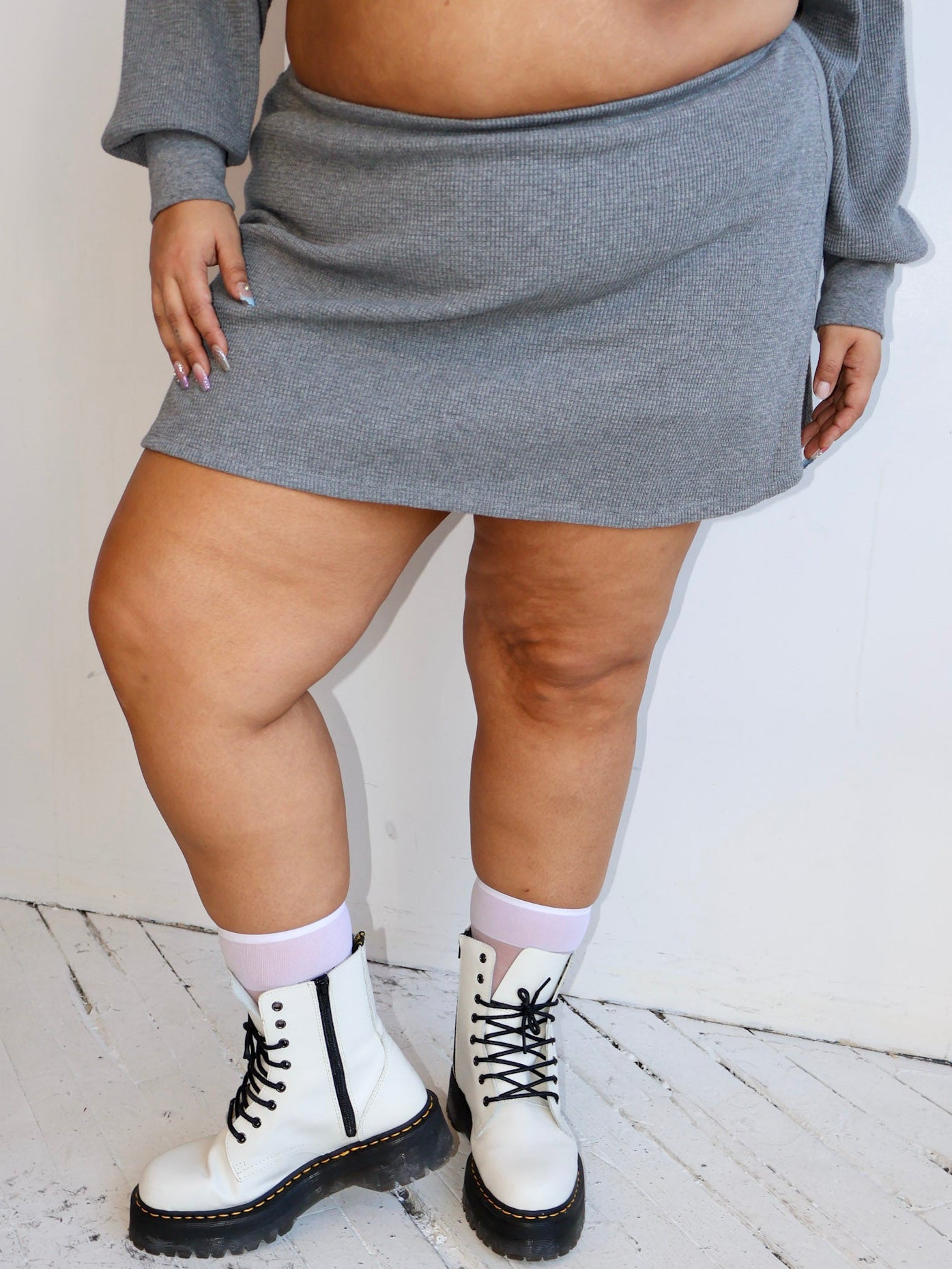 Noble - Heather Gray Waffle Skort (1X-3X)