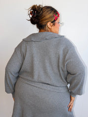 Noble - Heather Gray Waffle Sailor Cardigan (1X-3X)