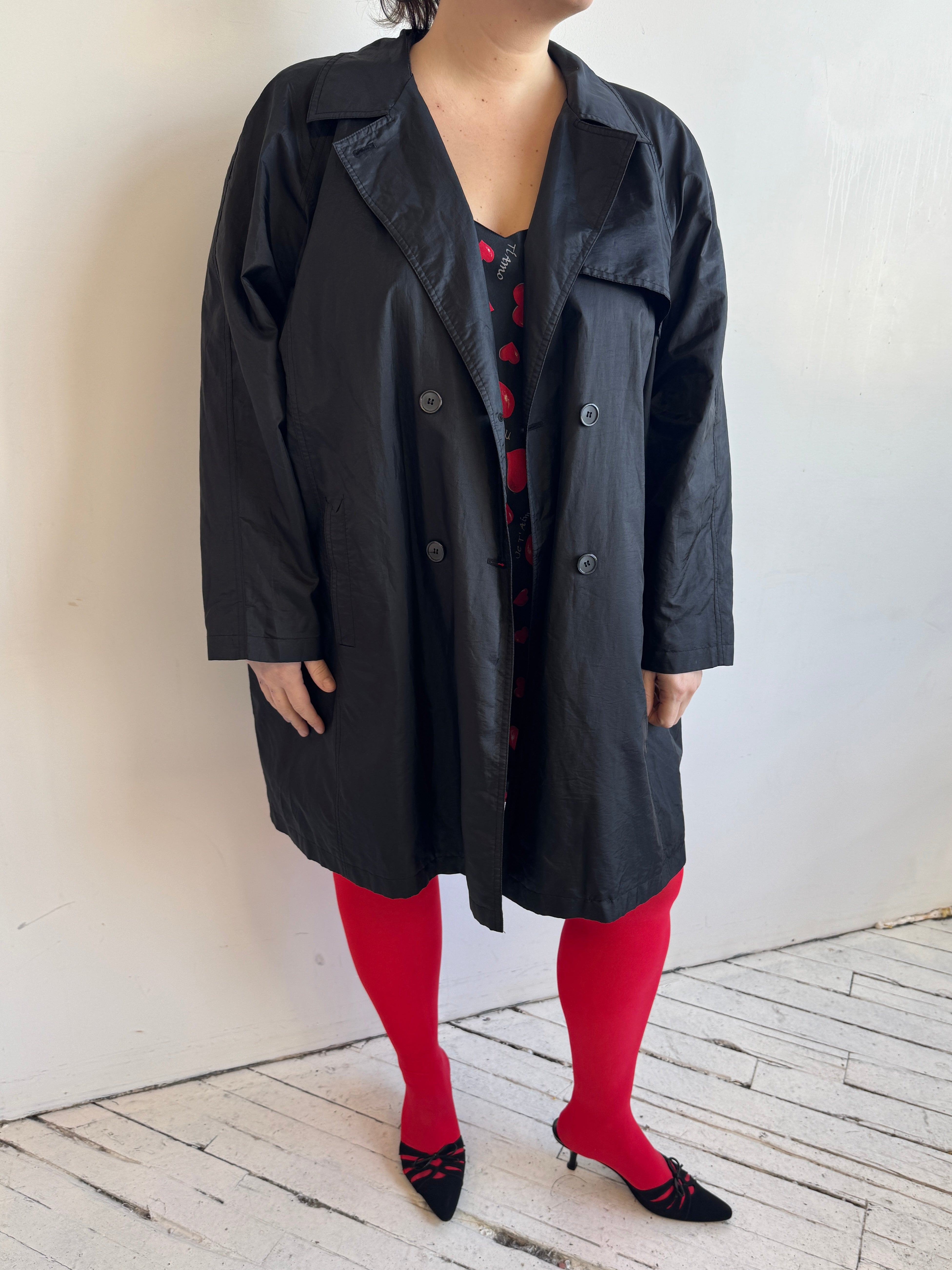 Vintage - Black Nylon Trench (3X)