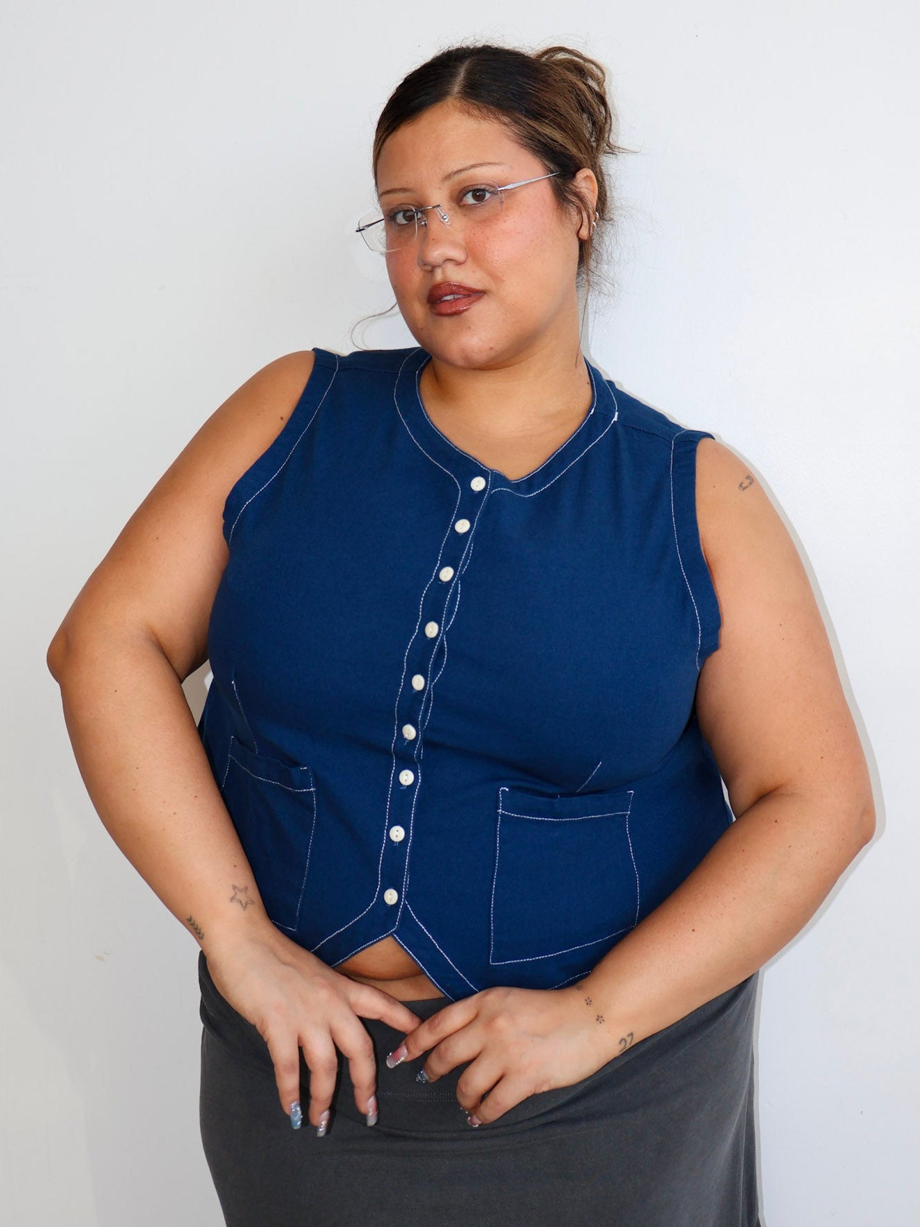 Noble - Navy Flared Vest (XL-3X)