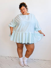 makmak - Green Striped Ruffle Top (1X-5X)