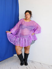 makmak - Sheer Purple Ruffle Top (1X-5X)