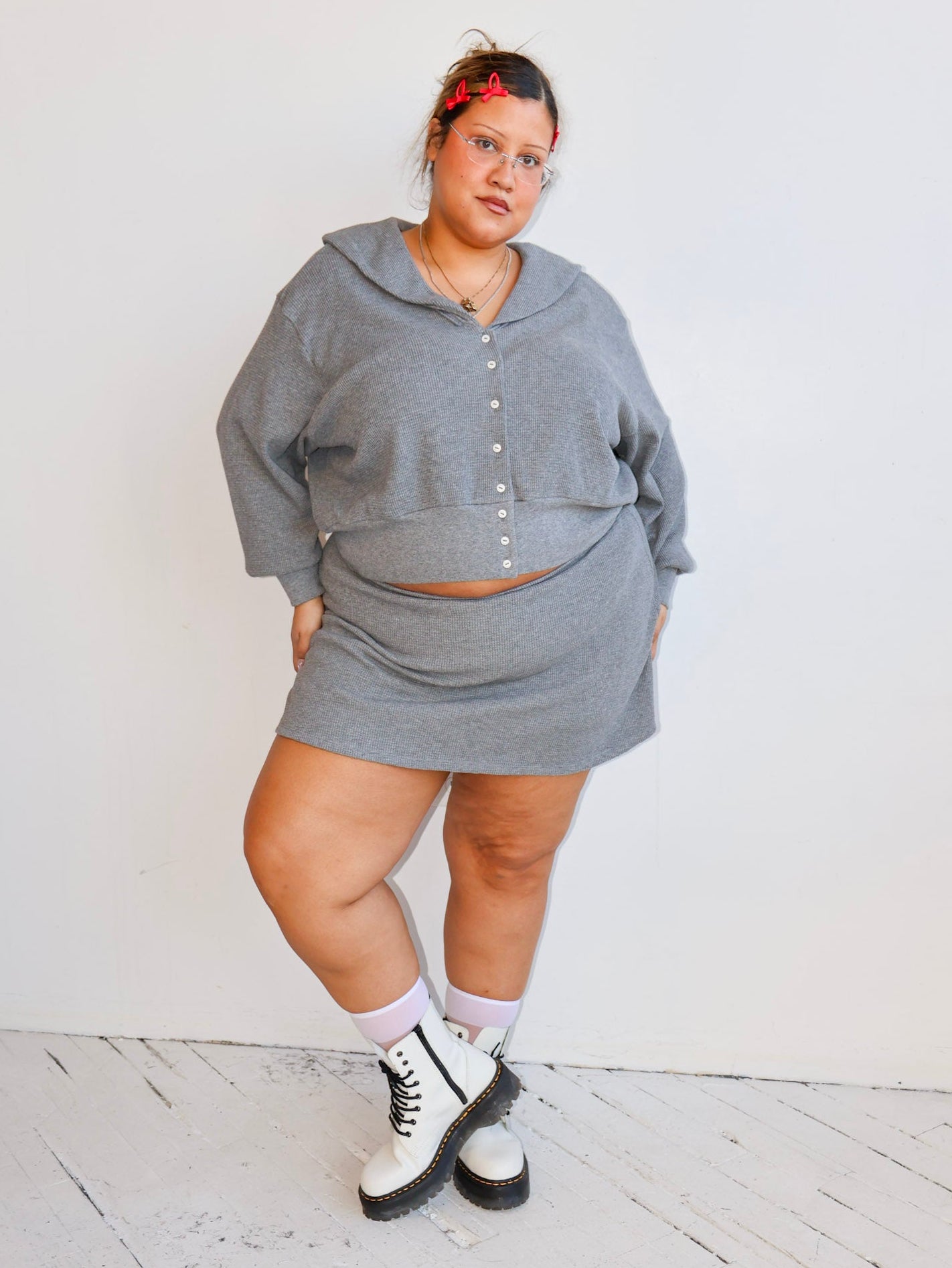 Noble - Heather Gray Waffle Skort (1X-3X)