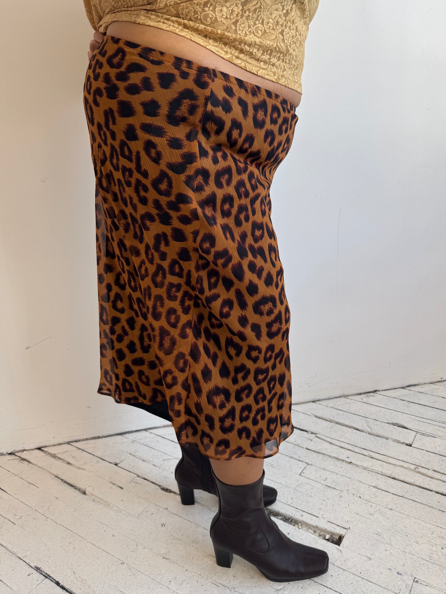 Vintage - Leopard Print Bias Skirt (2X)