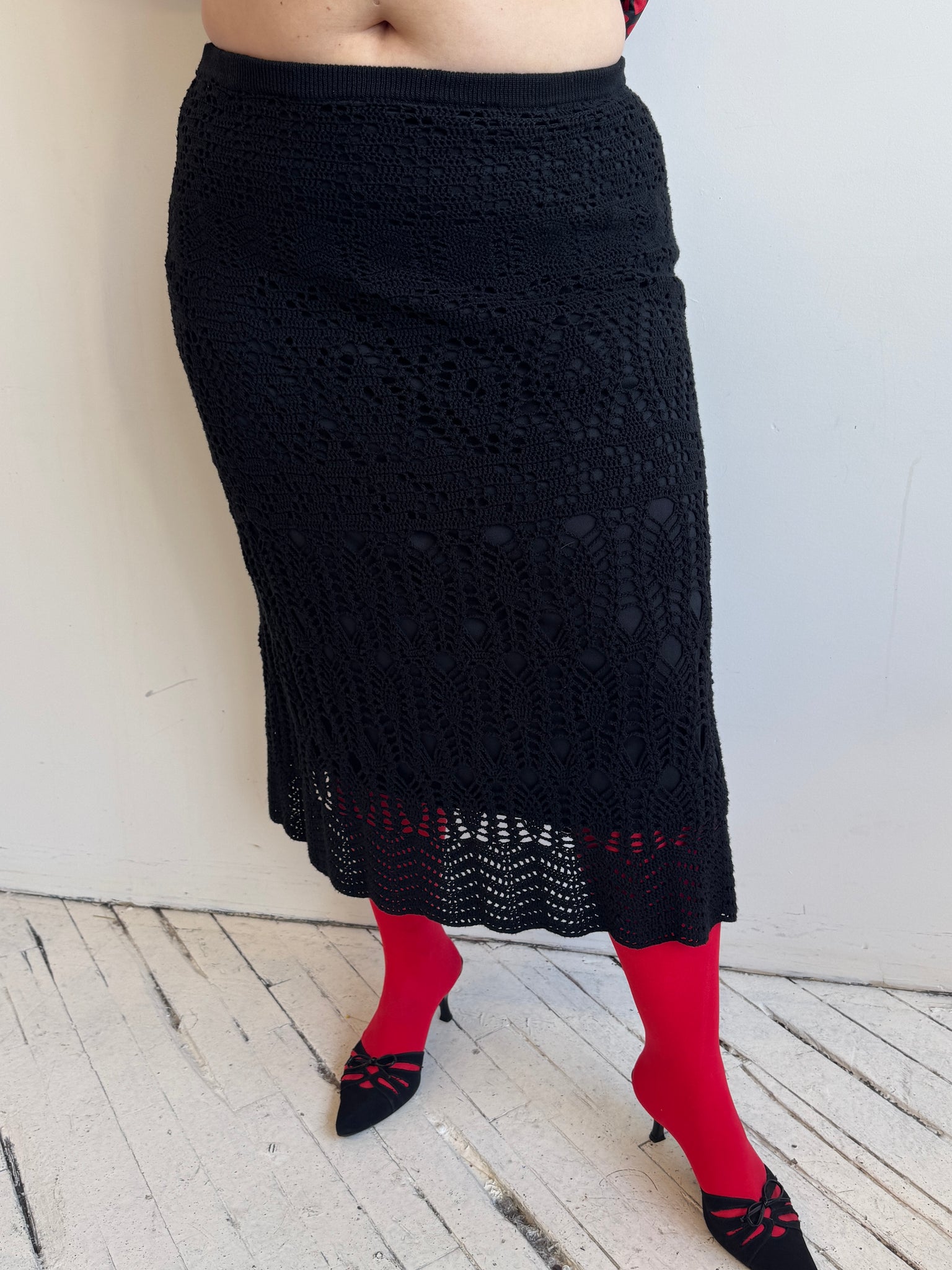 Vintage - Black Crochet Skirt (1X/2X)