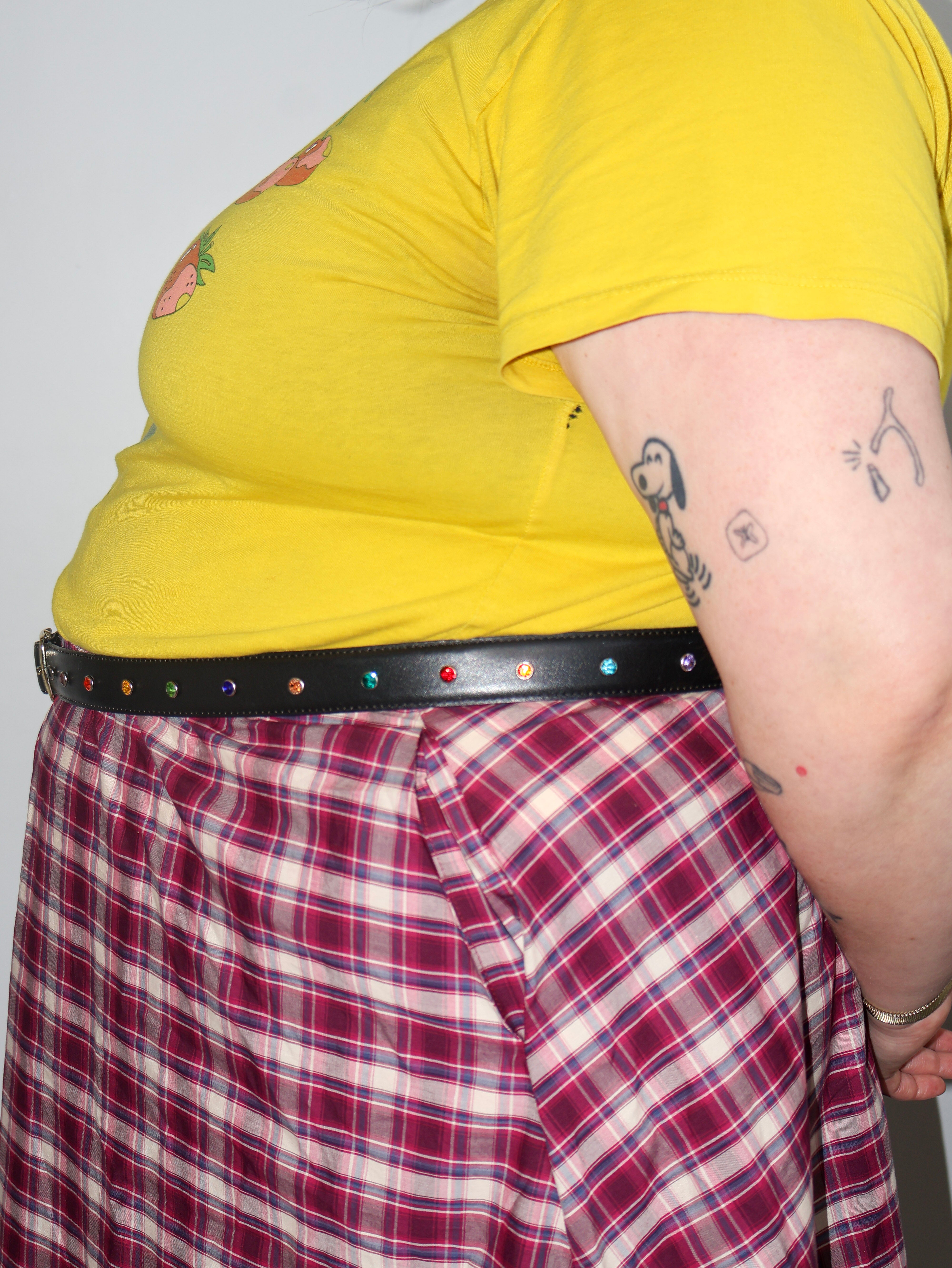 Lazy Sundays Home - Black Leather Belt with Rainbow Rhinestones (49-53")