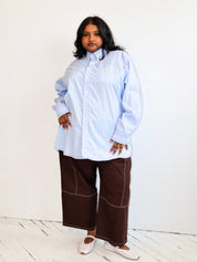 Cute Tender Memory x BRZ - Blue Plaid Yellow Bear Shirt (2X/3X)