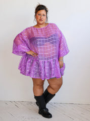 makmak - Sheer Purple Ruffle Top (1X-5X)
