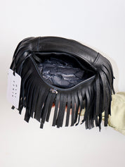 Dani Feris - Black Leather Fringe Bag