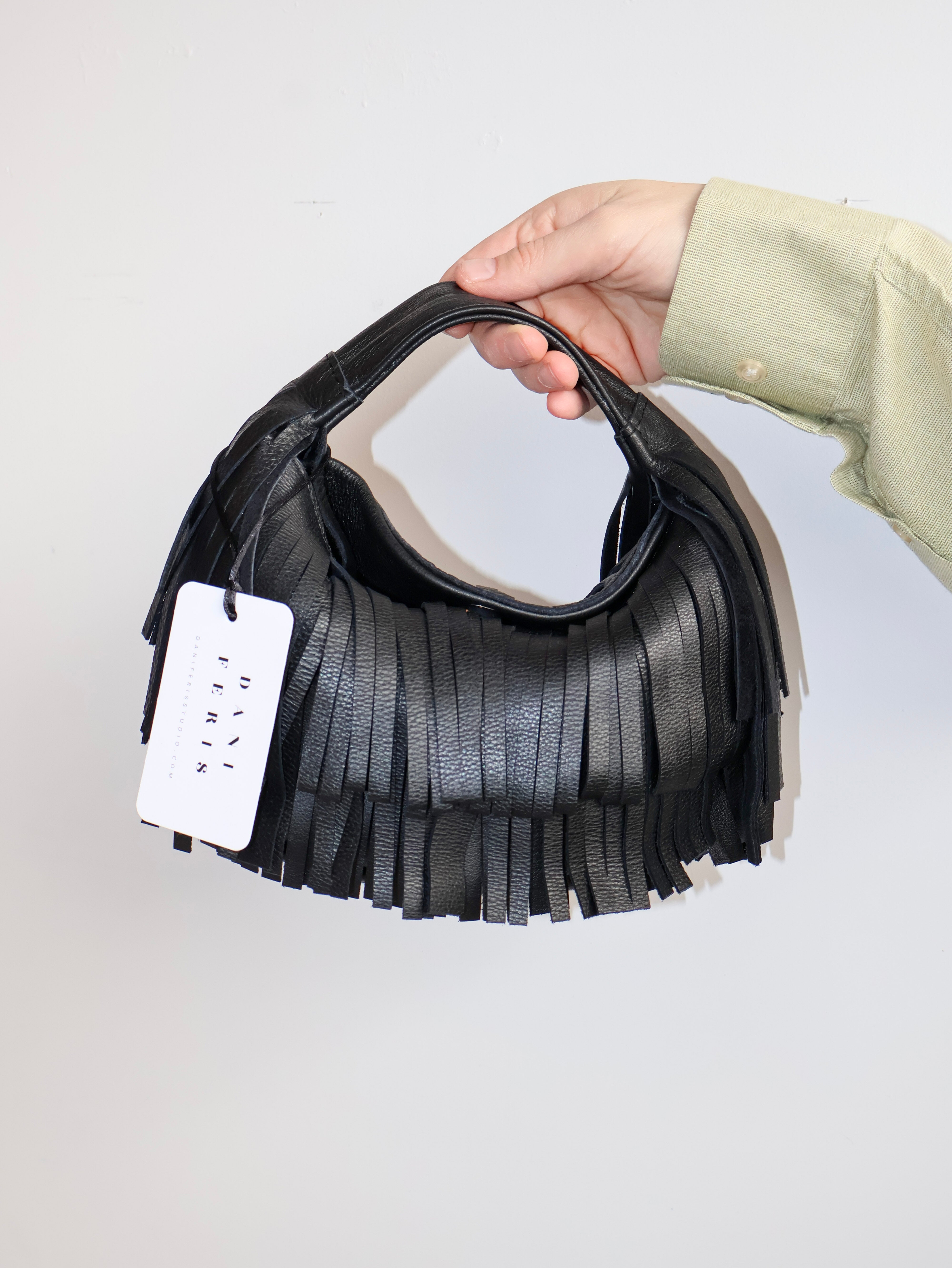 Dani Feris - Black Leather Fringe Bag