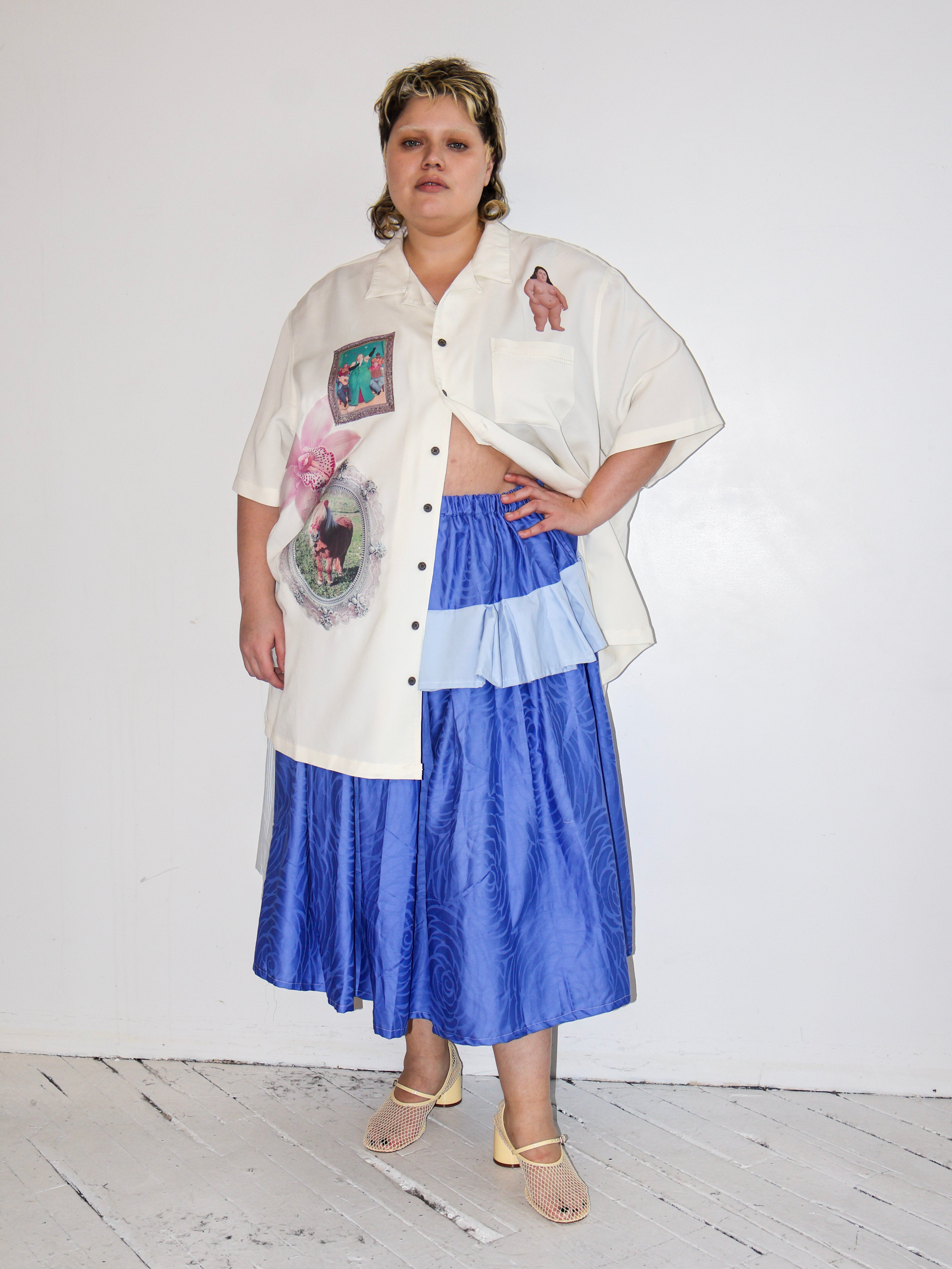 makmak - Blue Ruffle Skirt (1X-5X)