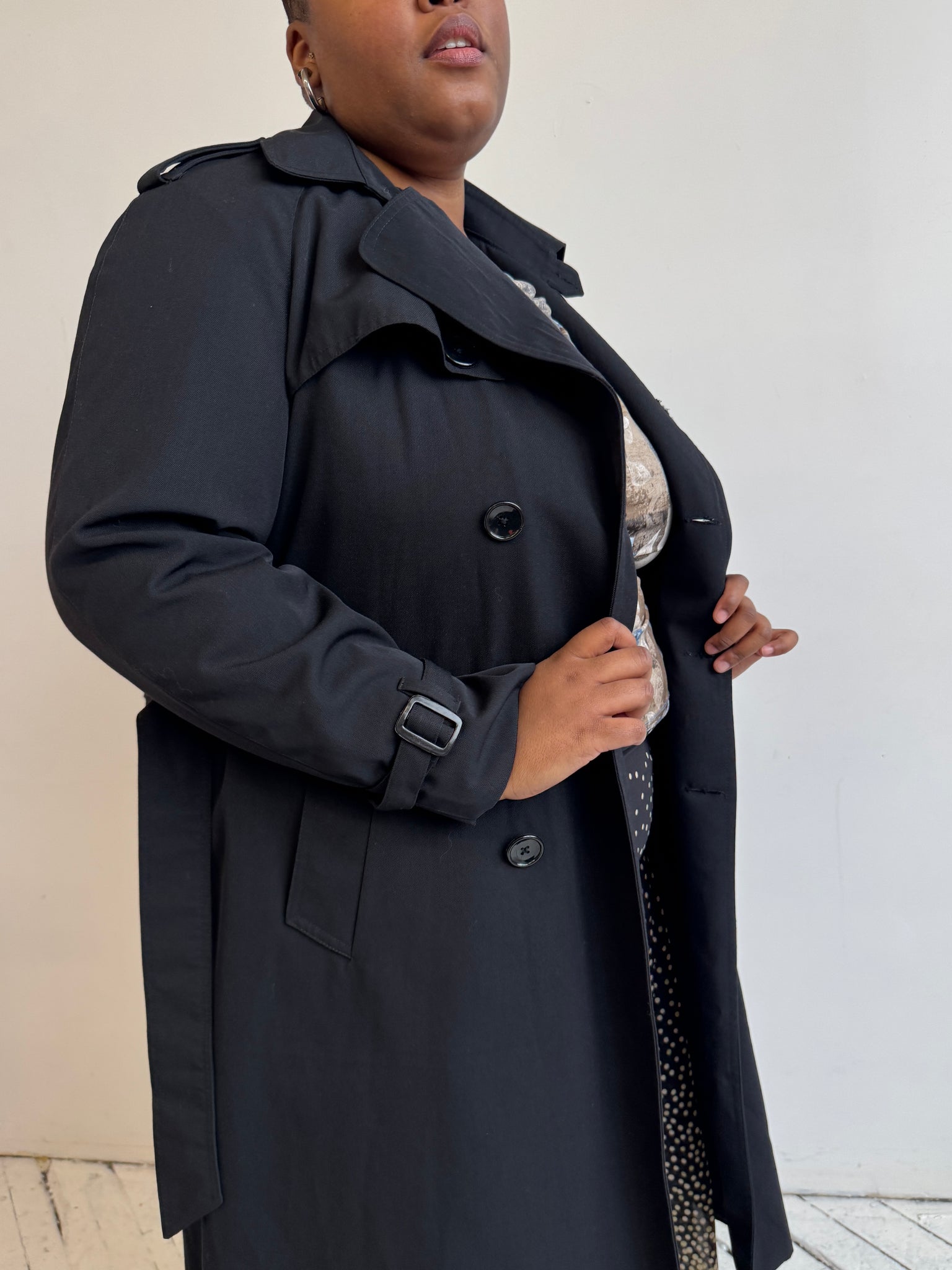 Vintage - Black Trench Coat (2X/3X)