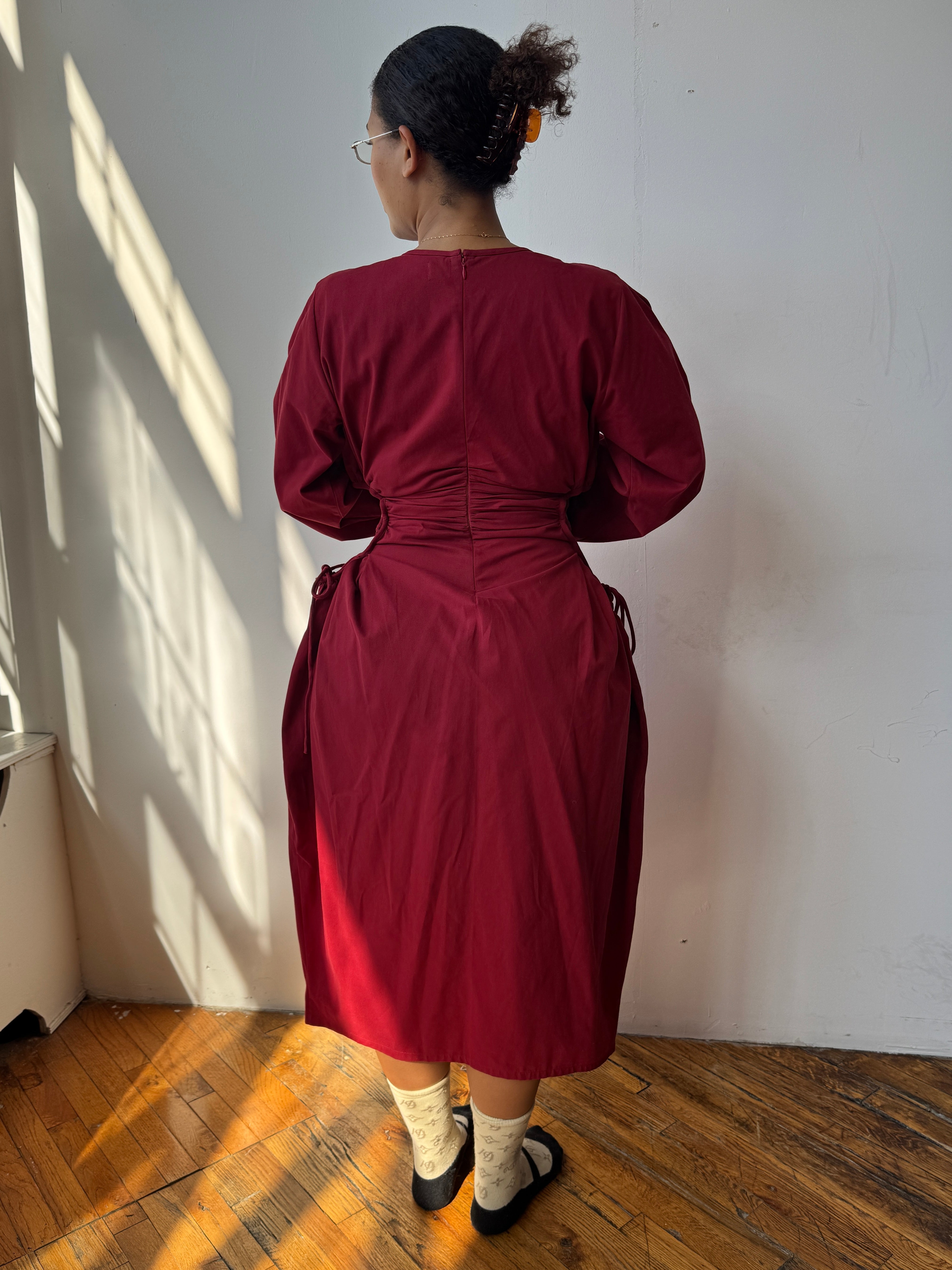 NBNW x BRZ - Blocko Line Cut Out Dress in Maroon (XL-4X)
